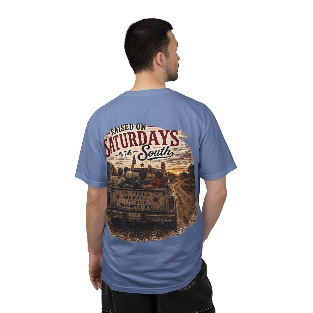 Raised On Saturdays In The South T‑Shirt — Good Riding Buddies Men's