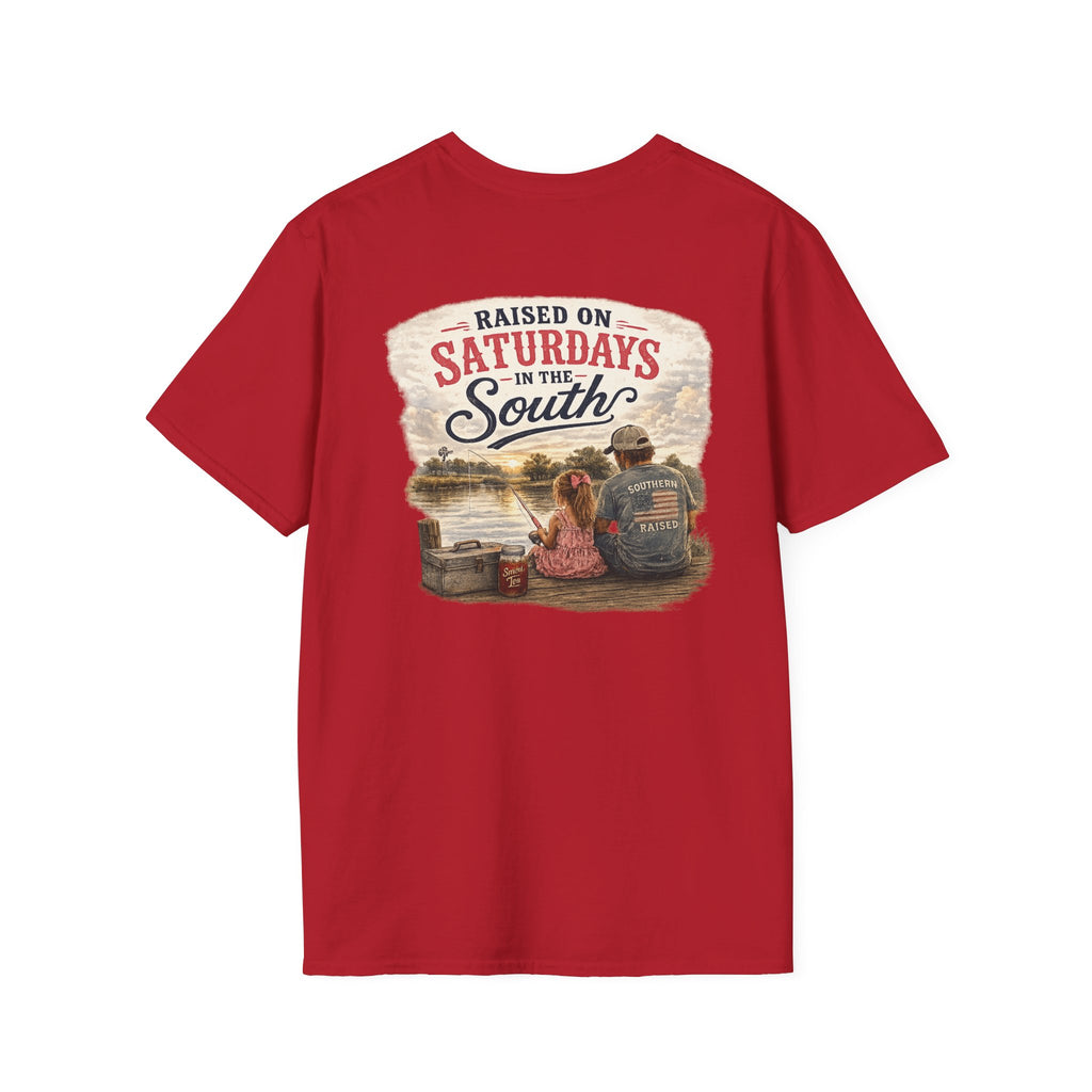 Raised On Saturdays In The South Vintage T-Shirt-Girl Dad Fishing Buddy-Father's Day Collection