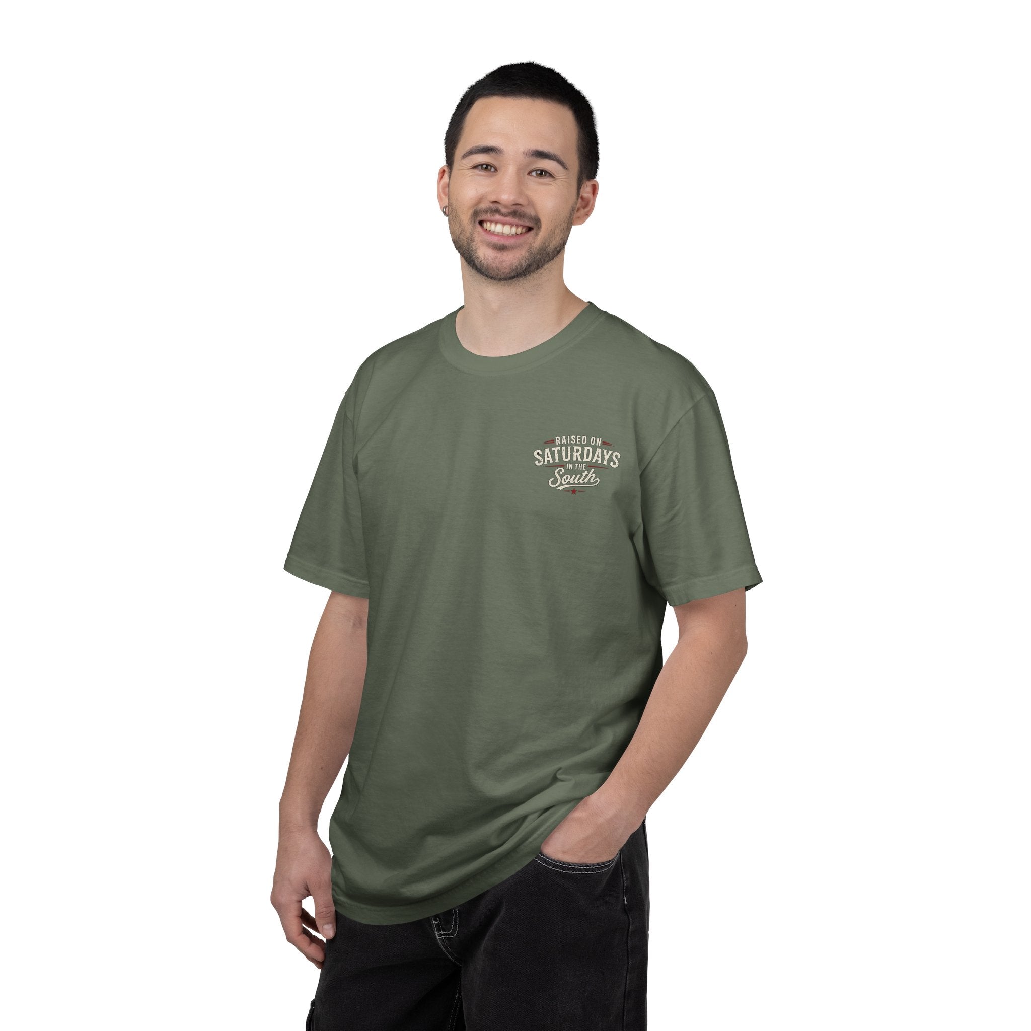 Raised On Saturdays In The South T-Shirt- Mud Park Saturdays