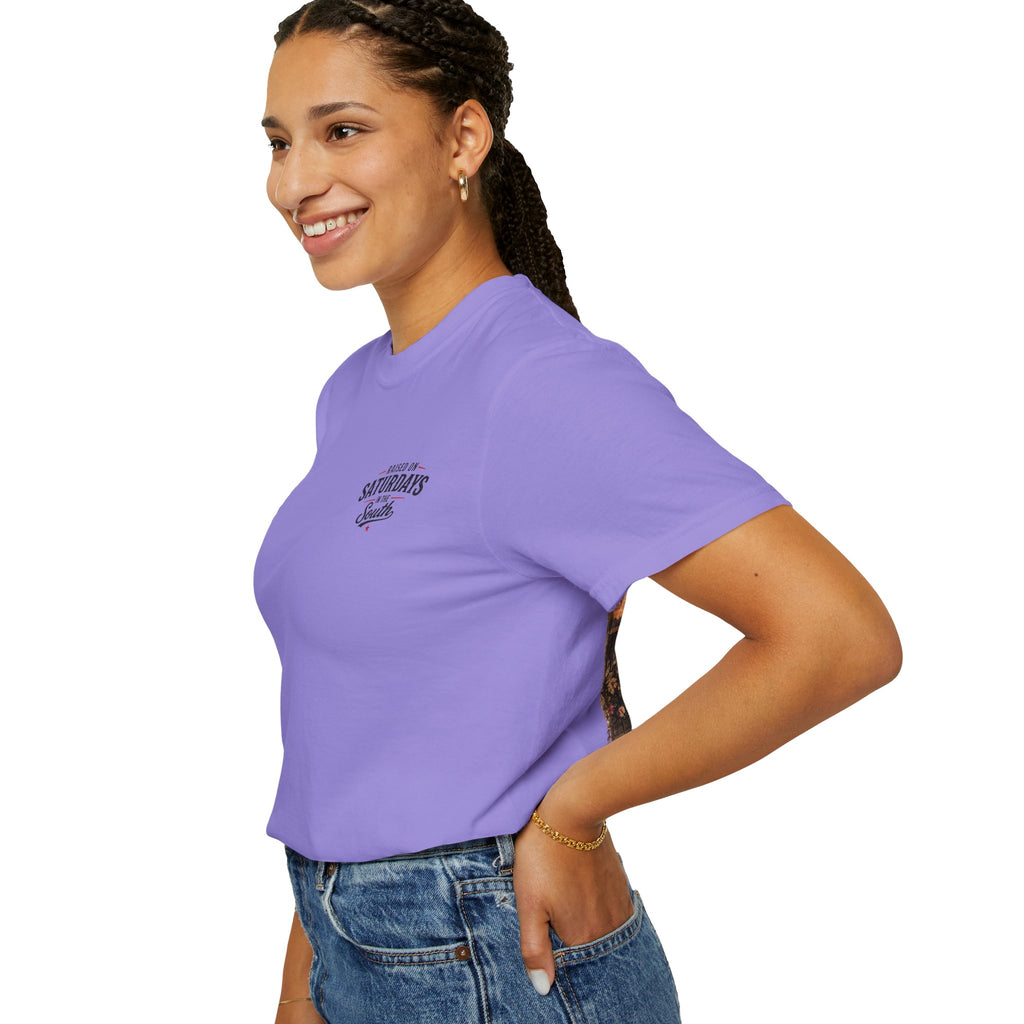 Raised On Saturdays In The South T-Shirt — Country Farm Girl Sunset