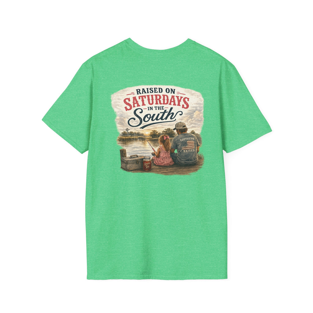 Raised On Saturdays In The South Vintage T-Shirt-Girl Dad Fishing Buddy-Father's Day Collection