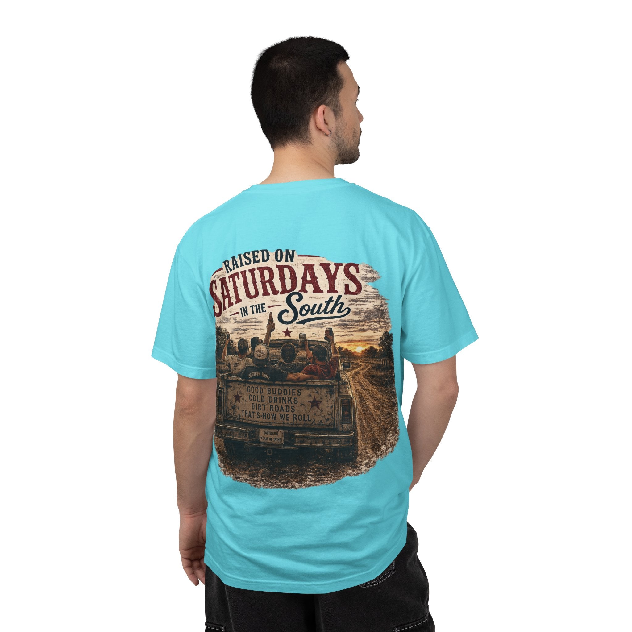 Raised On Saturdays In The South T‑Shirt — Good Riding Buddies Men's