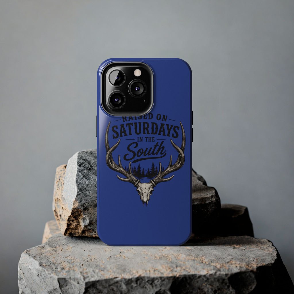 Raised On Saturdays In The South Phone Case - The Spread Runs Deep In The Woods-(blue)