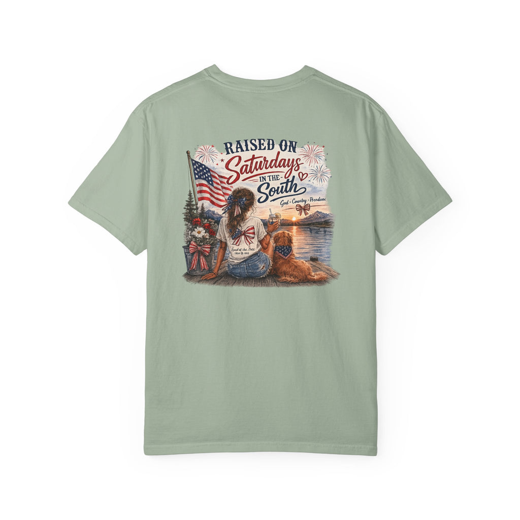 Raised On Saturdays In The South T-Shirt- 4th Of July lake Day
