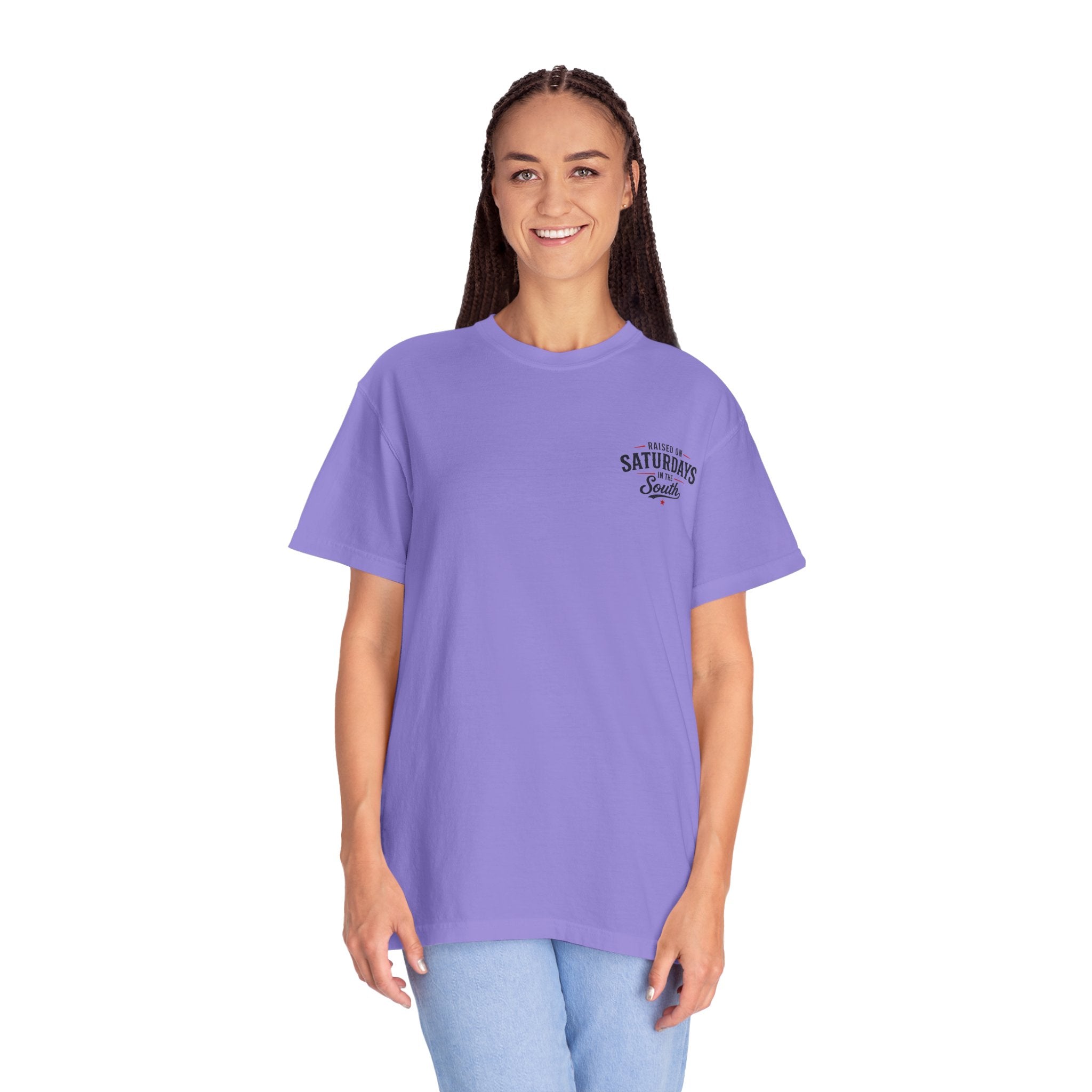 Raised On Saturdays In The South T-Shirt — Country Farm Girl Sunset