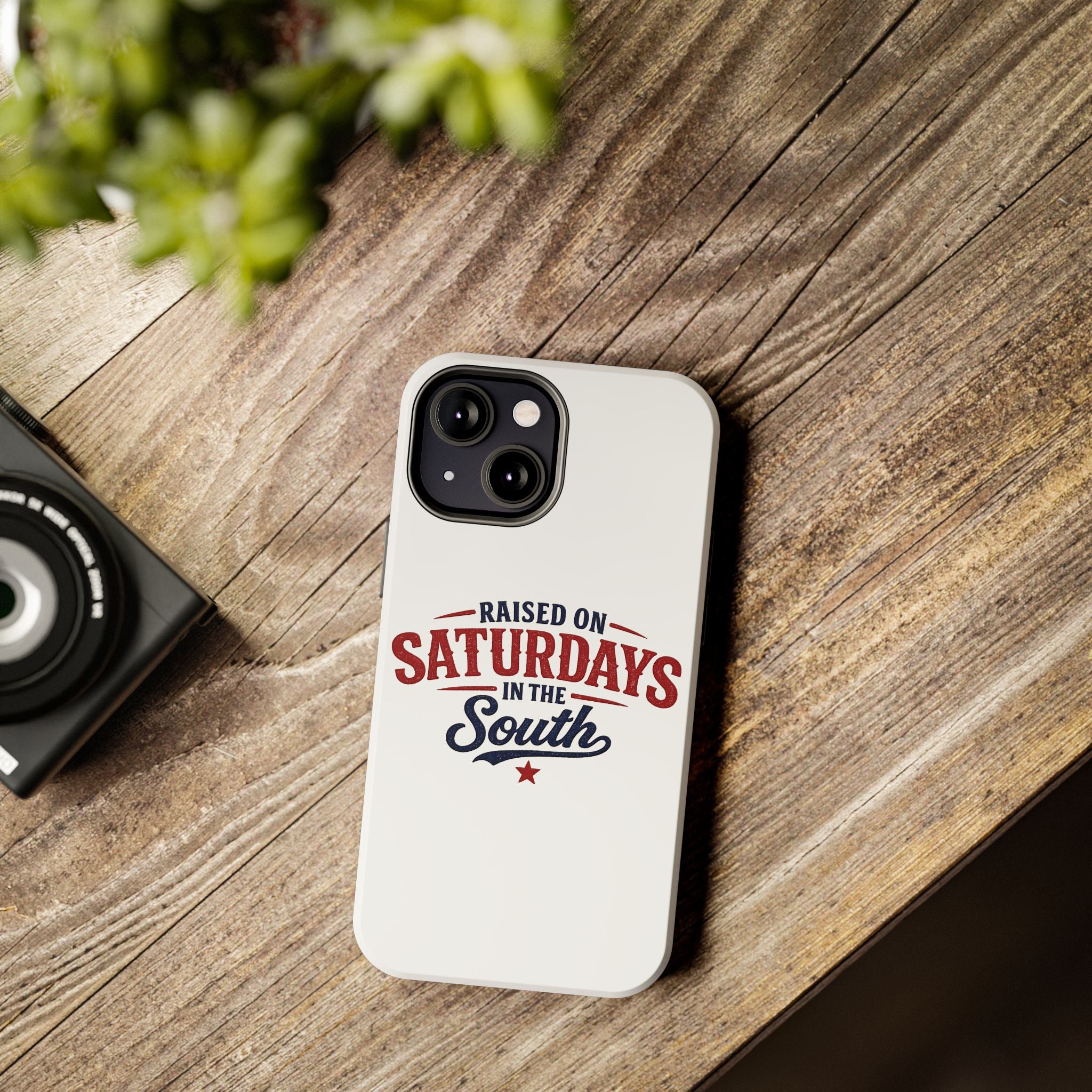 Raised On Saturdays In The South Phone Case- (white)