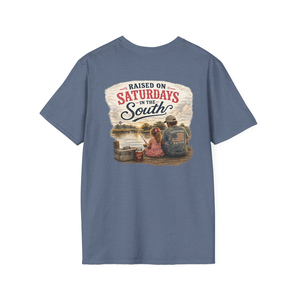 Raised On Saturdays In The South Vintage T-Shirt-Girl Dad Fishing Buddy-Father's Day Collection