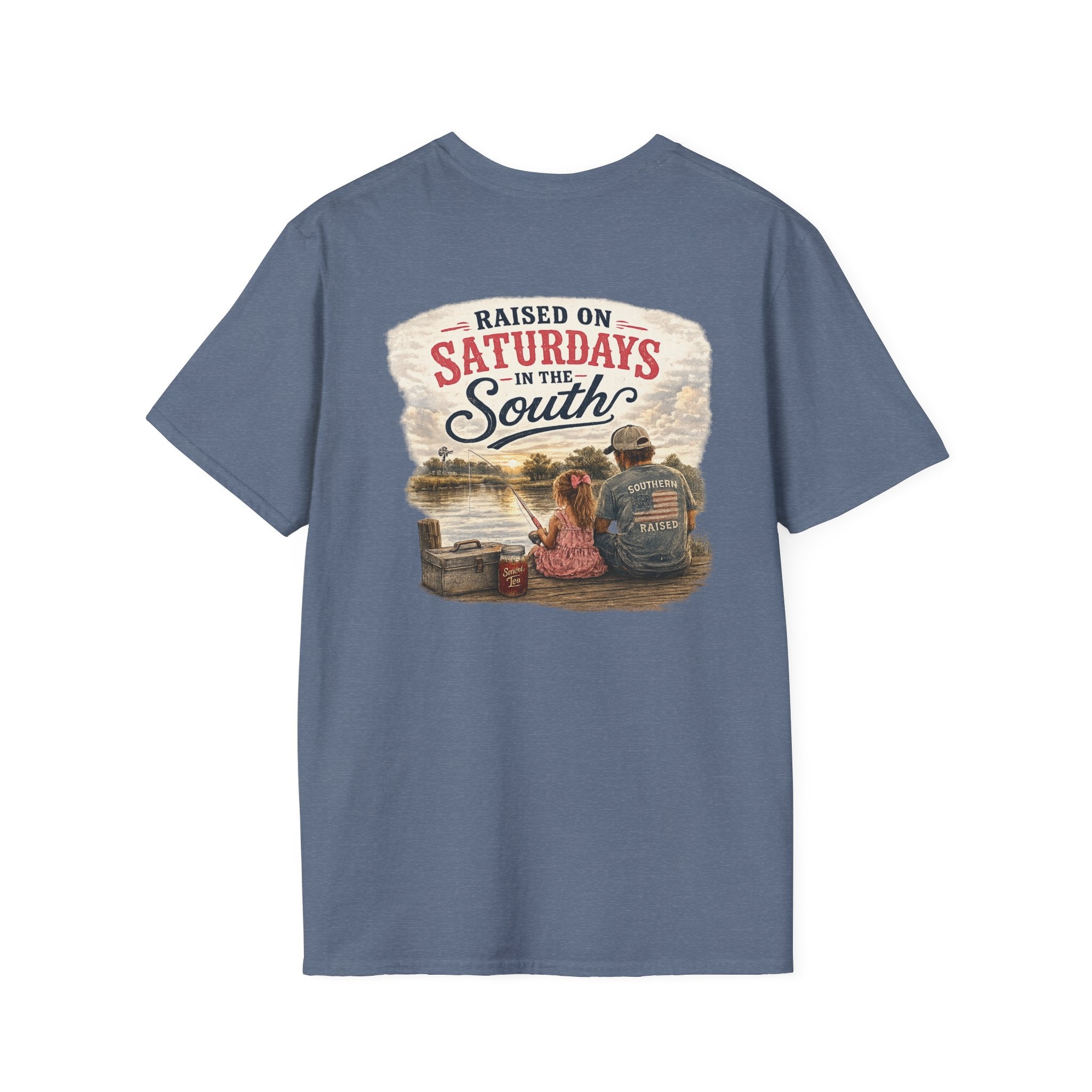 Raised On Saturdays In The South Vintage T-Shirt-Girl Dad Fishing Buddy-Father's Day Collection