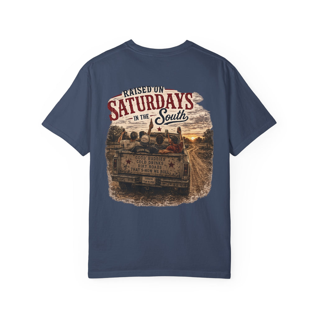 Raised On Saturdays In The South T‑Shirt — Good Riding Buddies Men's