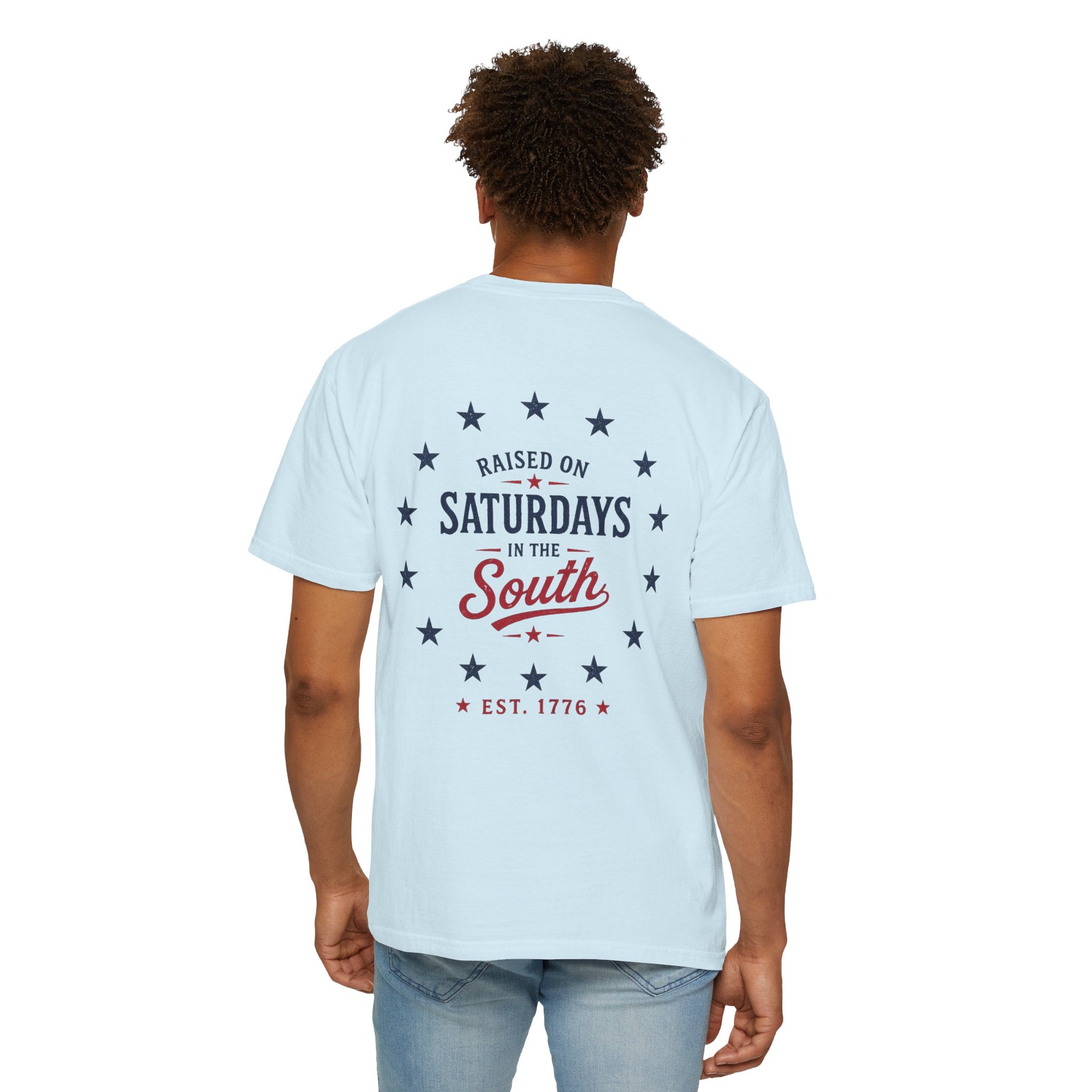 Raised On Saturdays In The South T-Shirt — Circle Of Freedom-4th Of July Collection