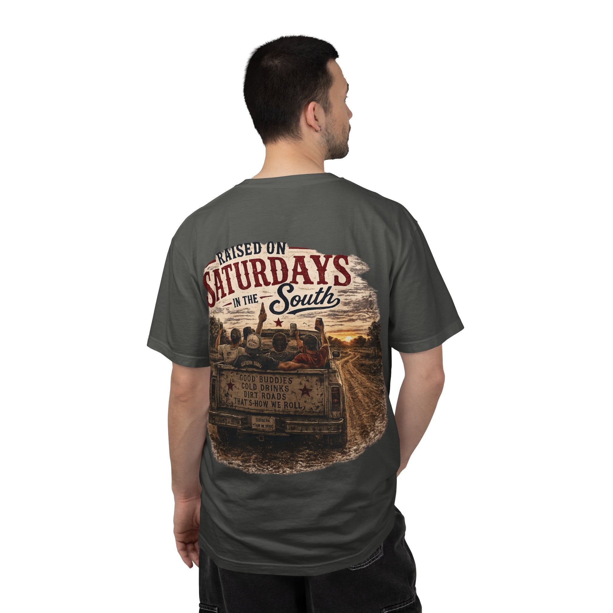 Raised On Saturdays In The South T‑Shirt — Good Riding Buddies Men's