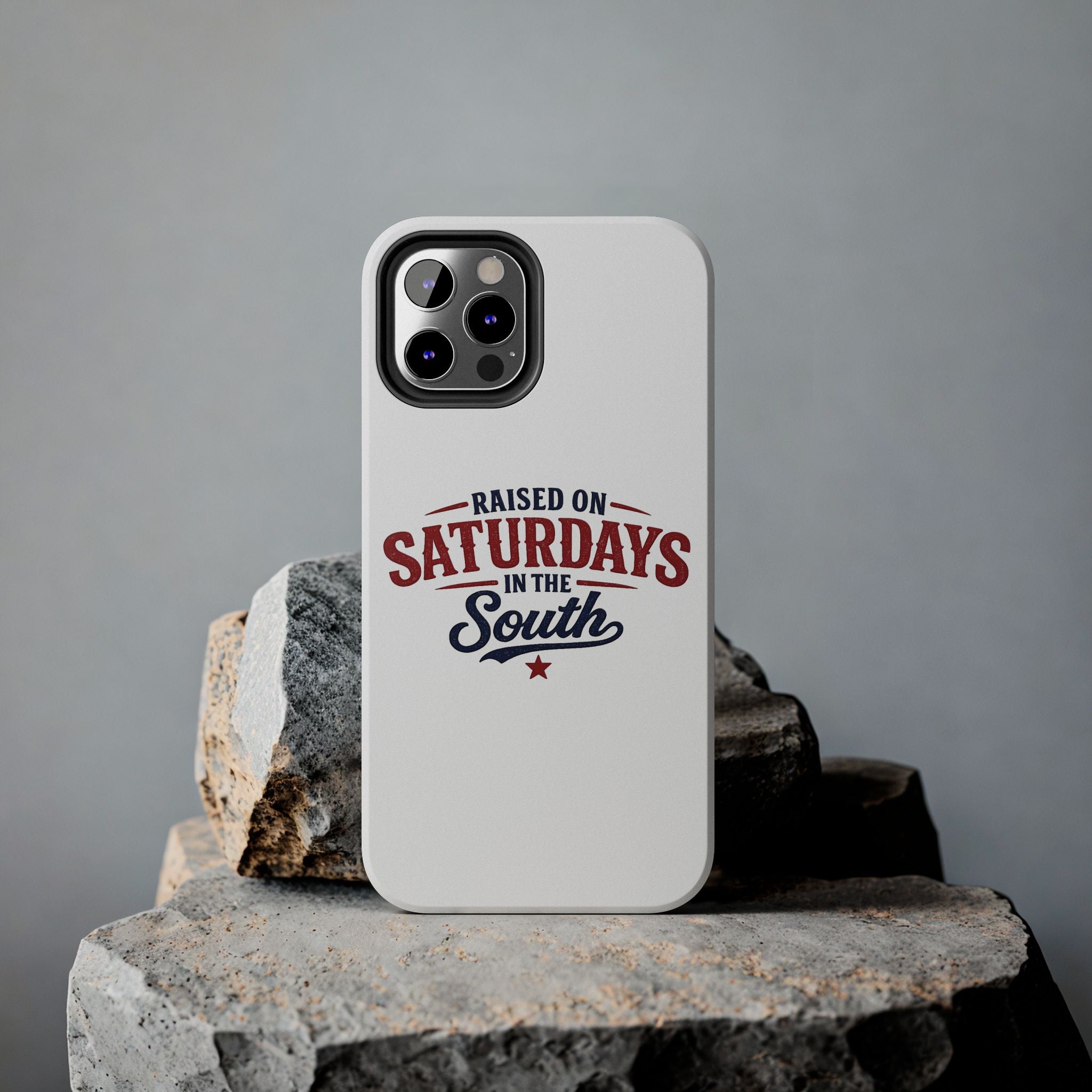 Raised On Saturdays In The South Phone Case- (white)