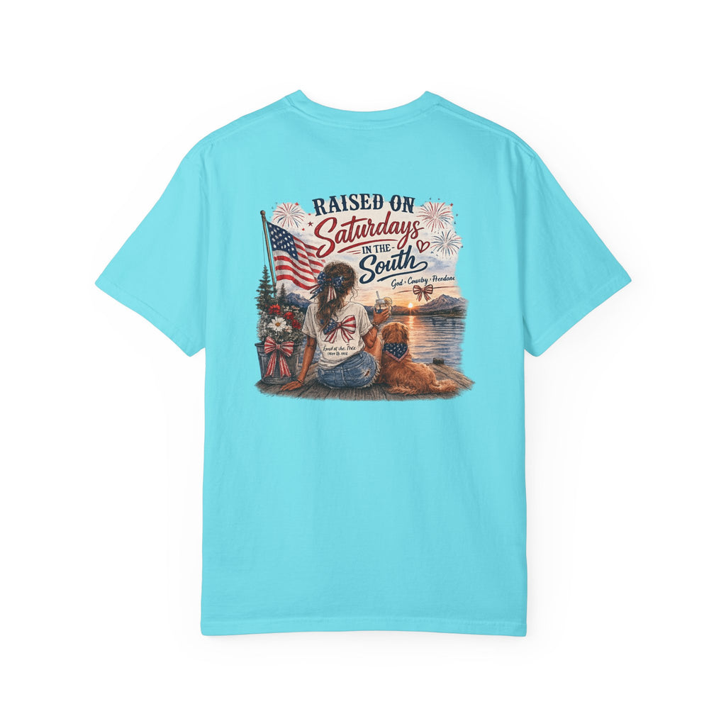 Raised On Saturdays In The South T-Shirt- 4th Of July lake Day