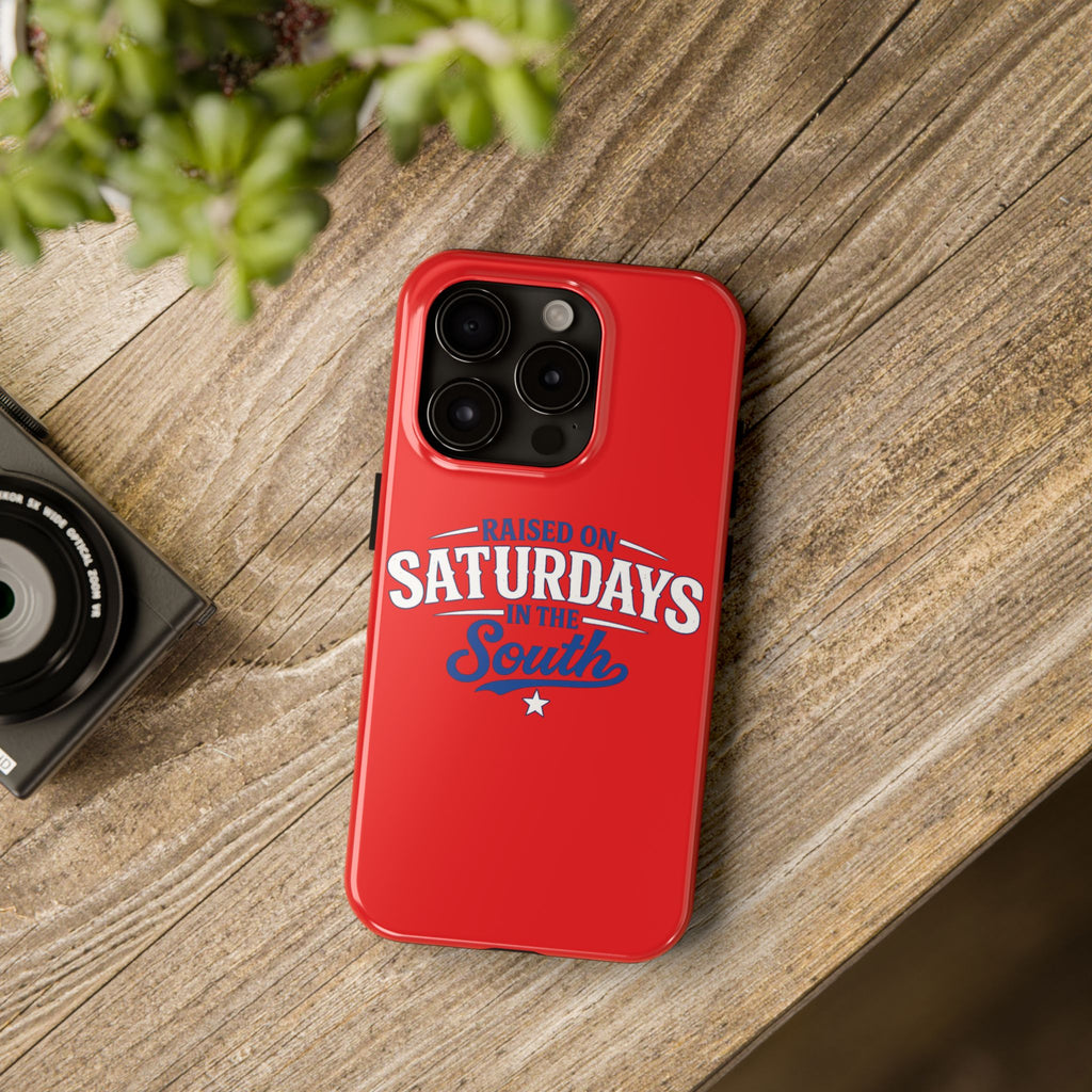 Raised On Saturdays In The South Phone Case-(red)