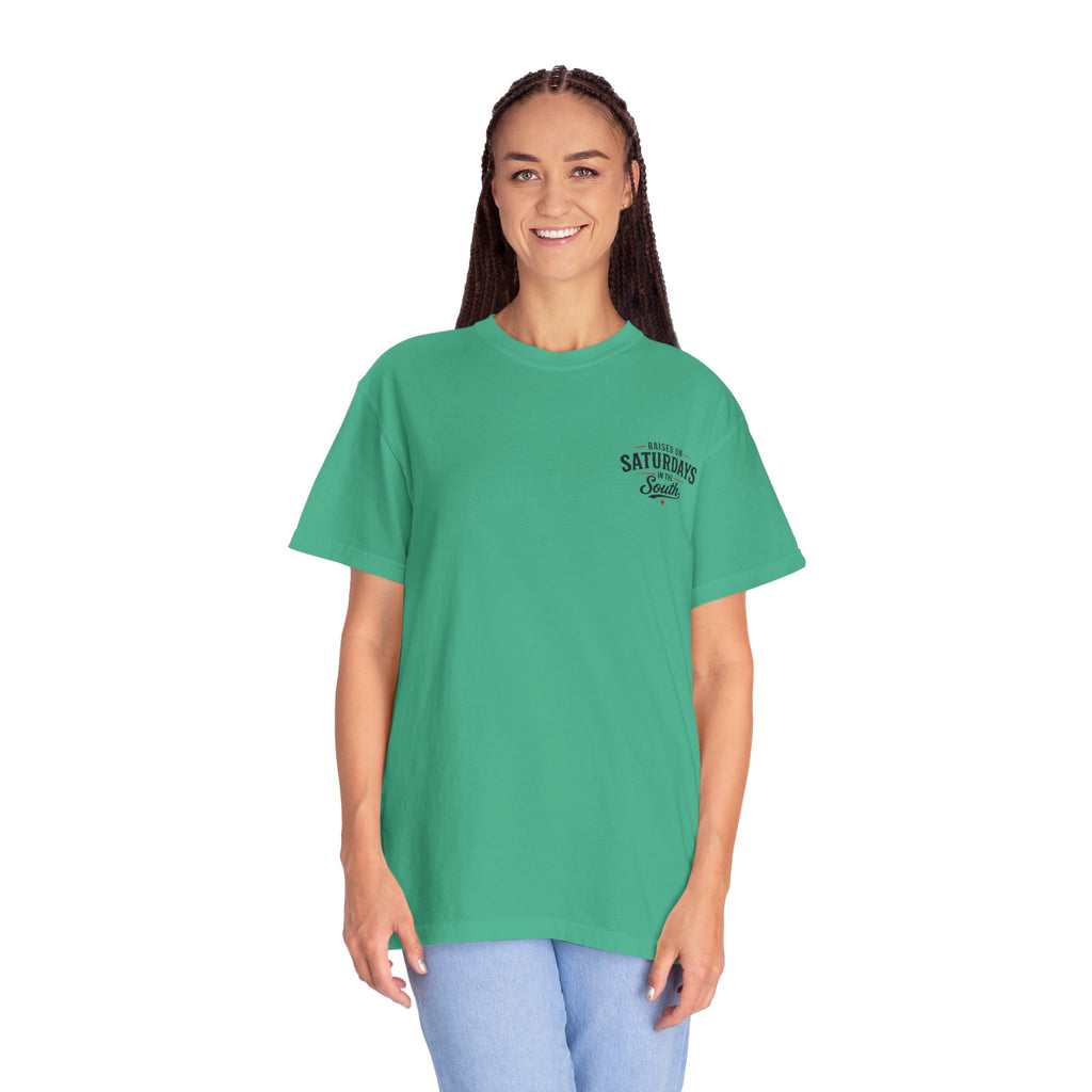 Raised On Saturdays In The South T-Shirt — Country Farm Girl Sunset