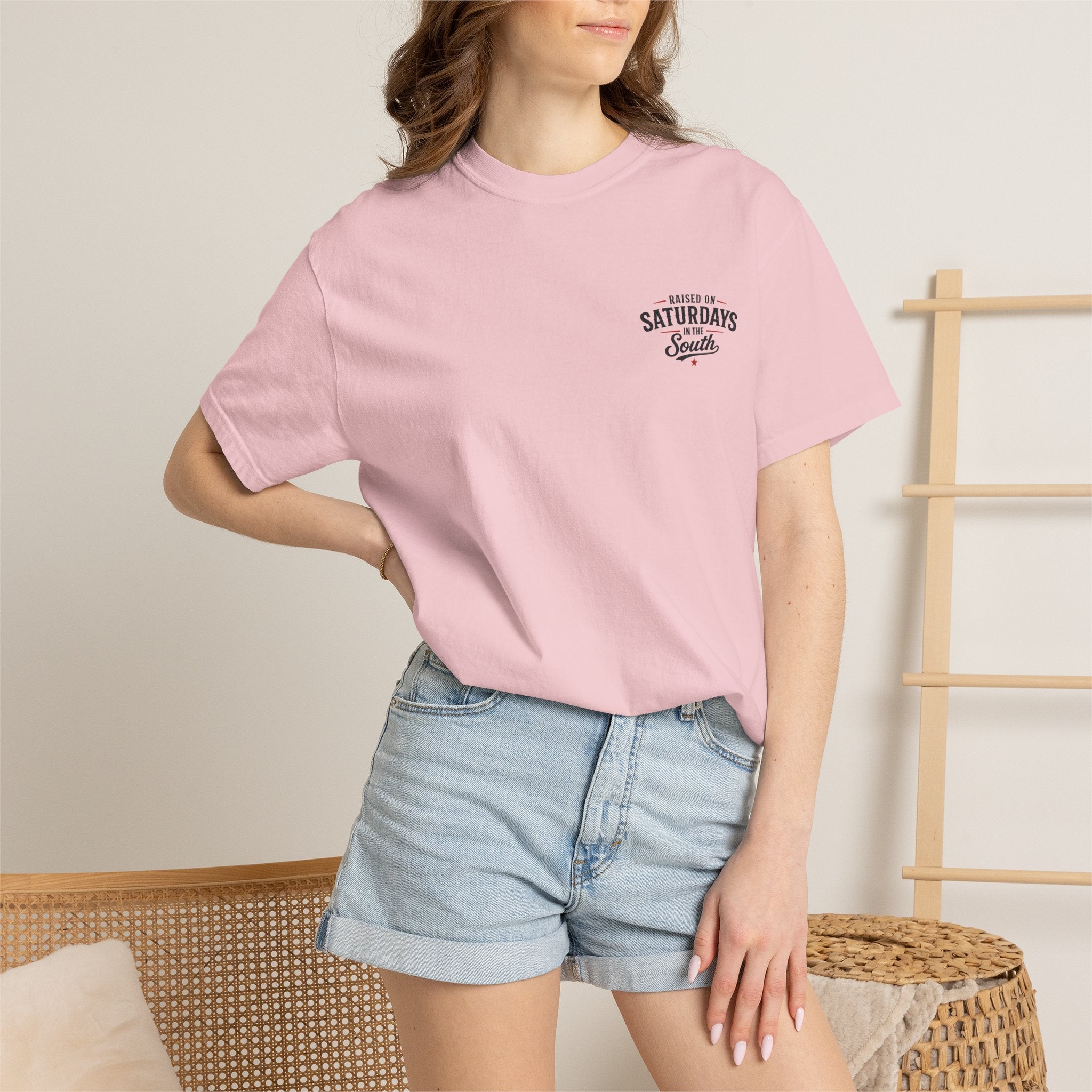 Raised On Saturdays In The South T-Shirt — Country Farm Girl Sunset
