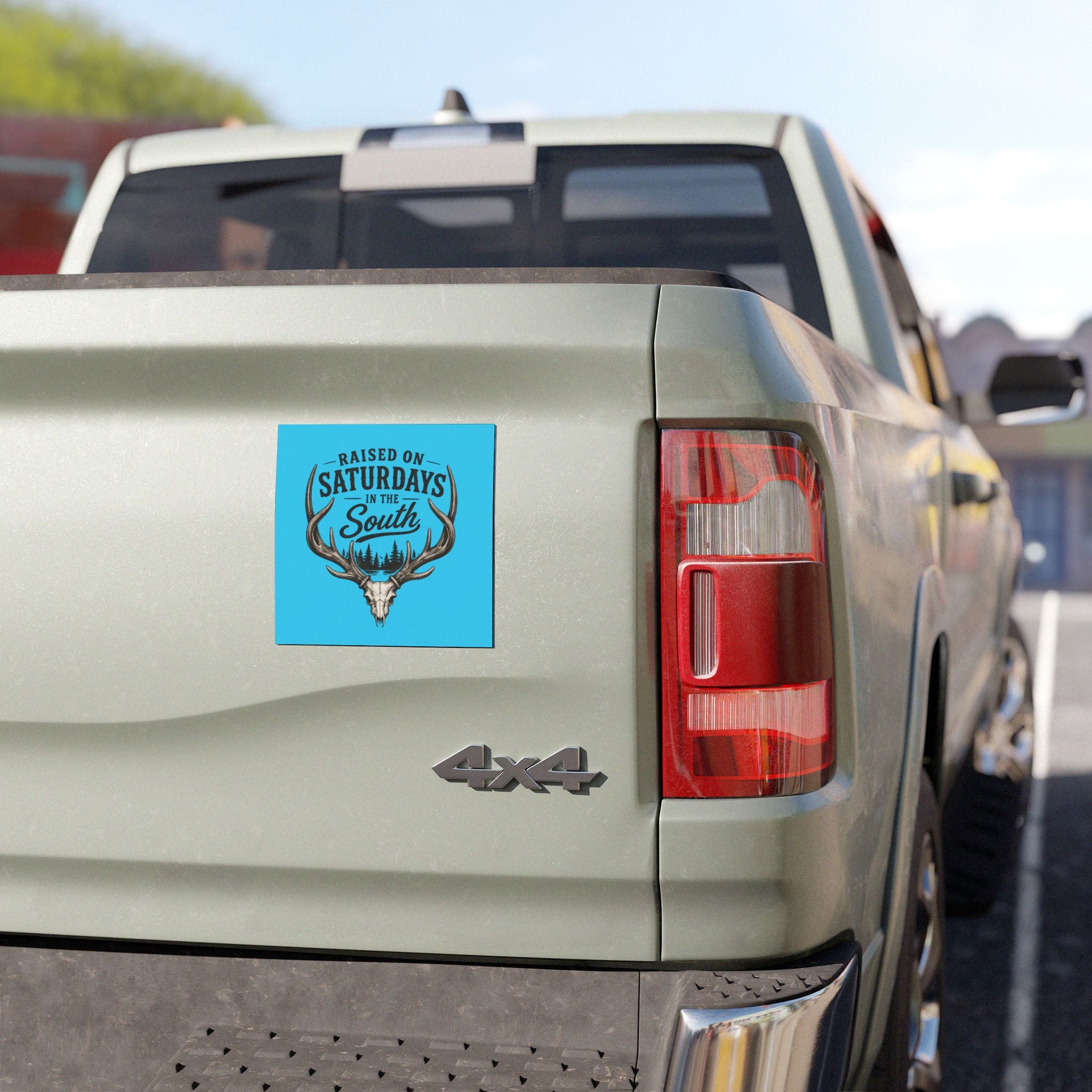 Raised On Saturdays In The South Car Magnet-(blue)