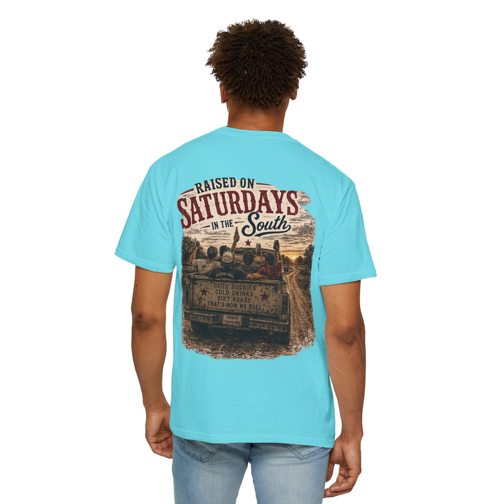 Raised On Saturdays In The South T‑Shirt — Good Riding Buddies Men's