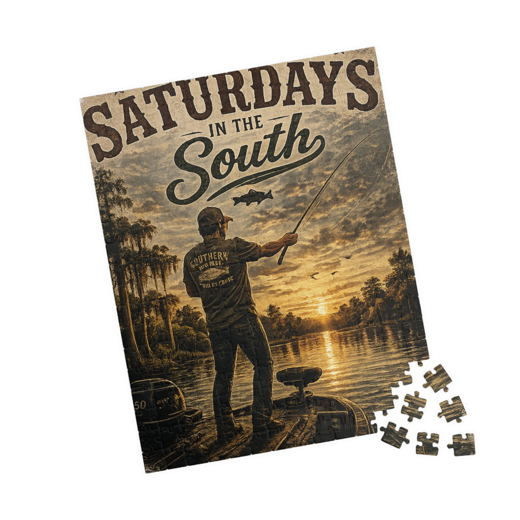 Raised On Saturdays In The South Fishing Puzzle — Sunset Bass Jigsaw