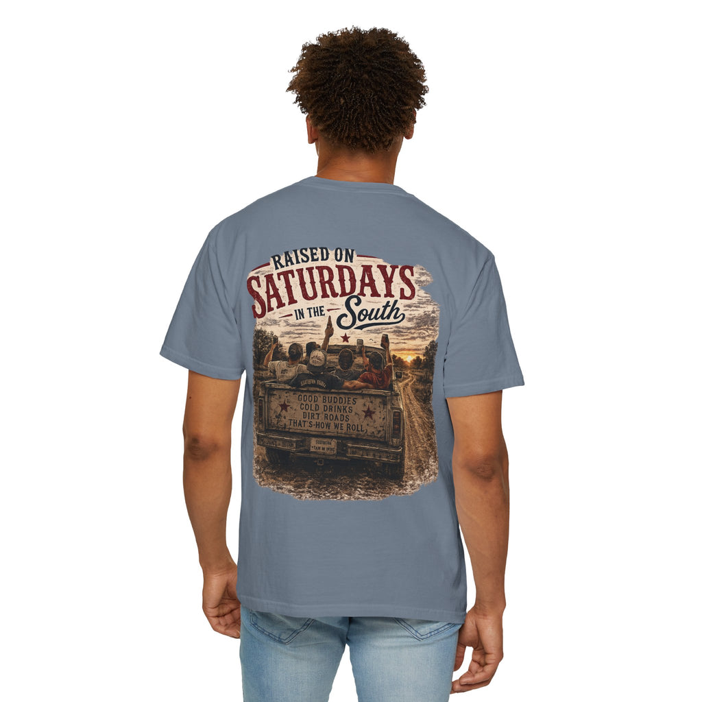 Raised On Saturdays In The South T‑Shirt — Good Riding Buddies Men's
