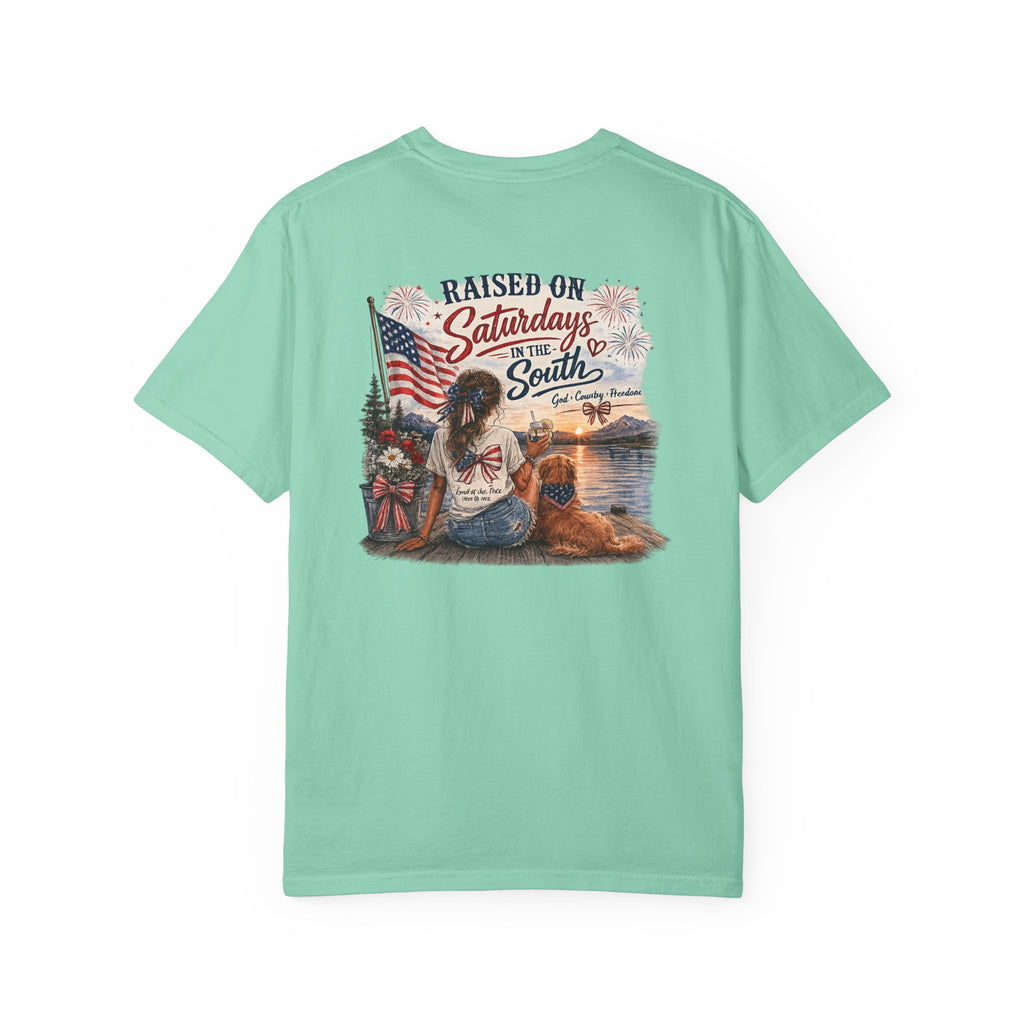 Raised On Saturdays In The South T-Shirt- 4th Of July lake Day