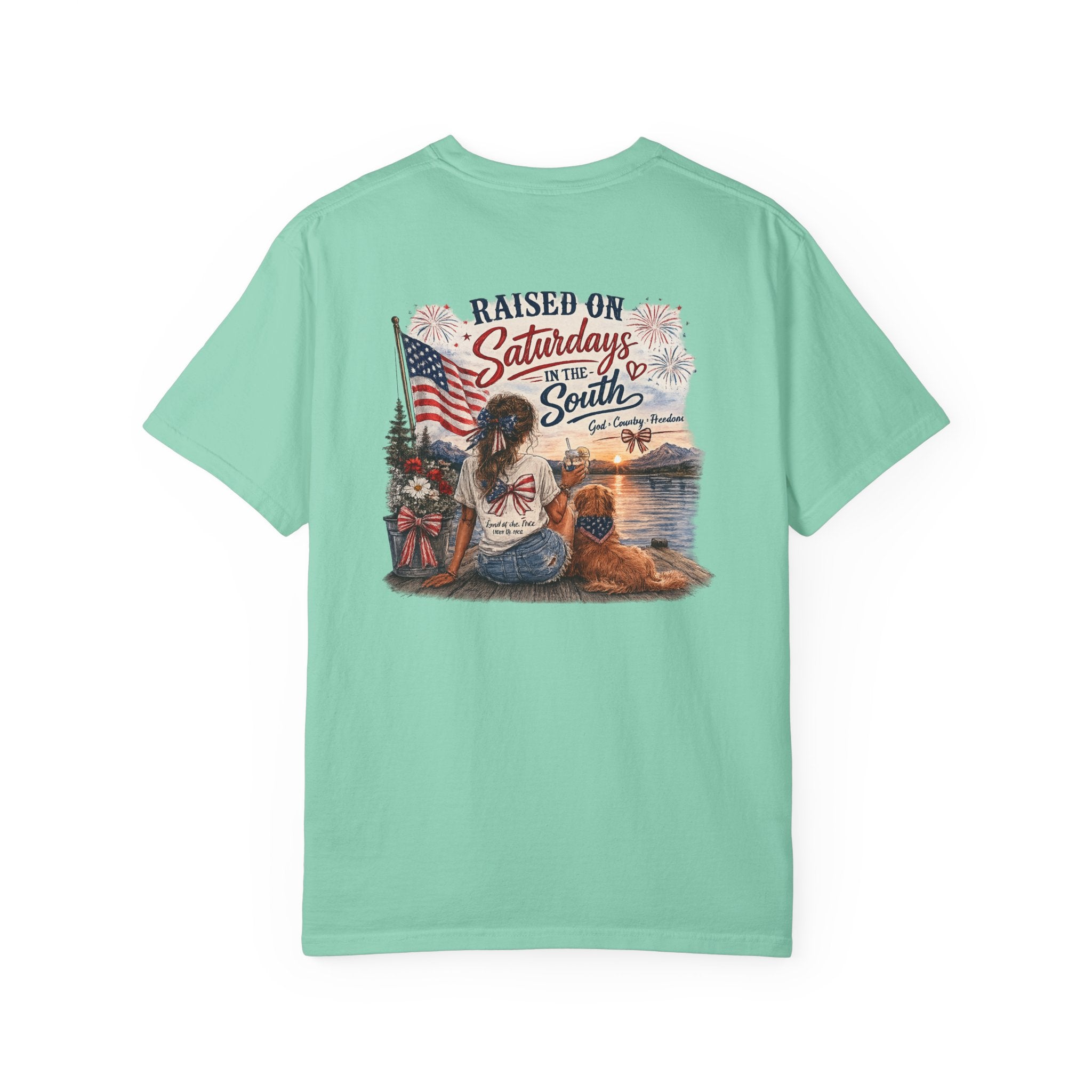 Raised On Saturdays In The South T-Shirt- 4th Of July lake Day