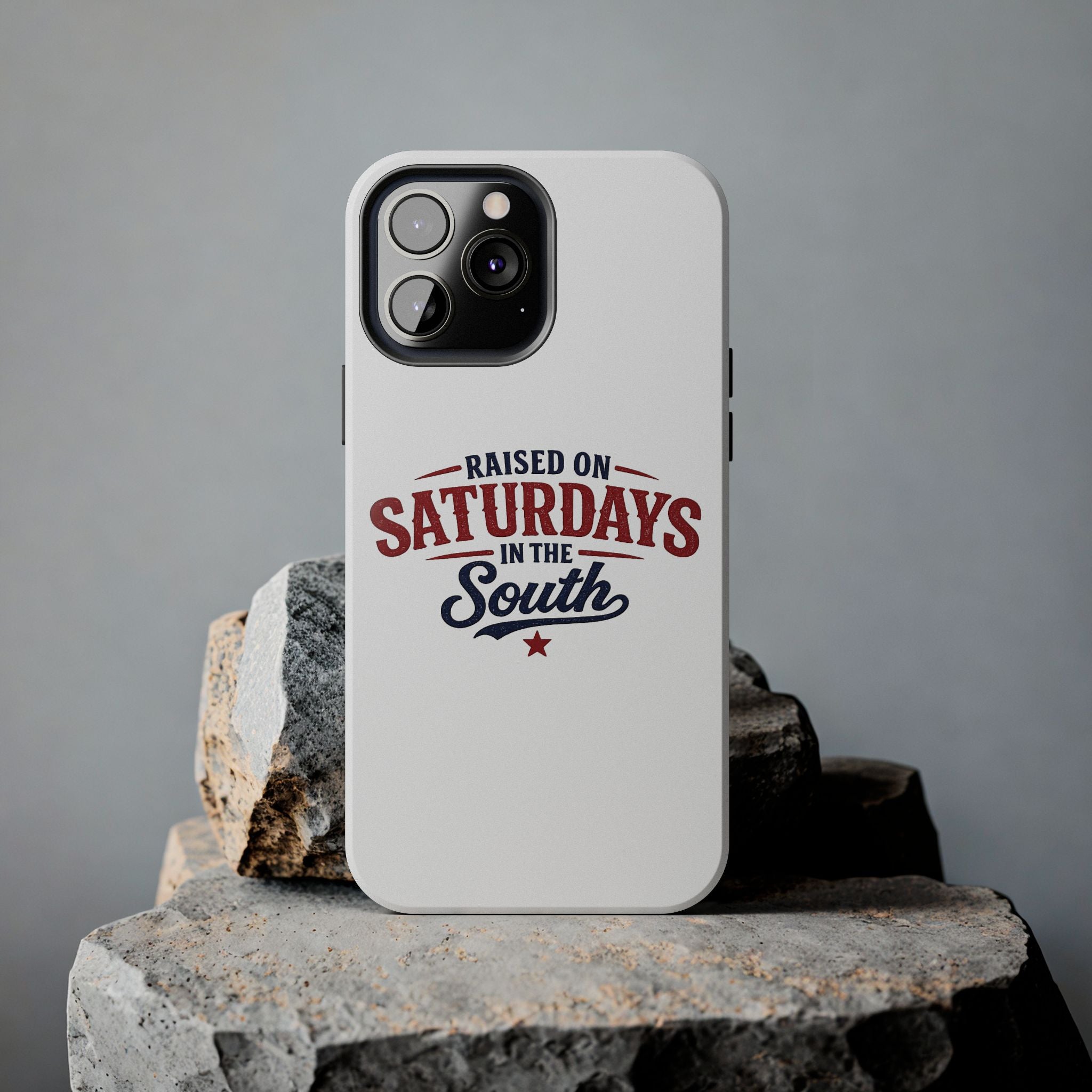 Raised On Saturdays In The South Phone Case- (white)
