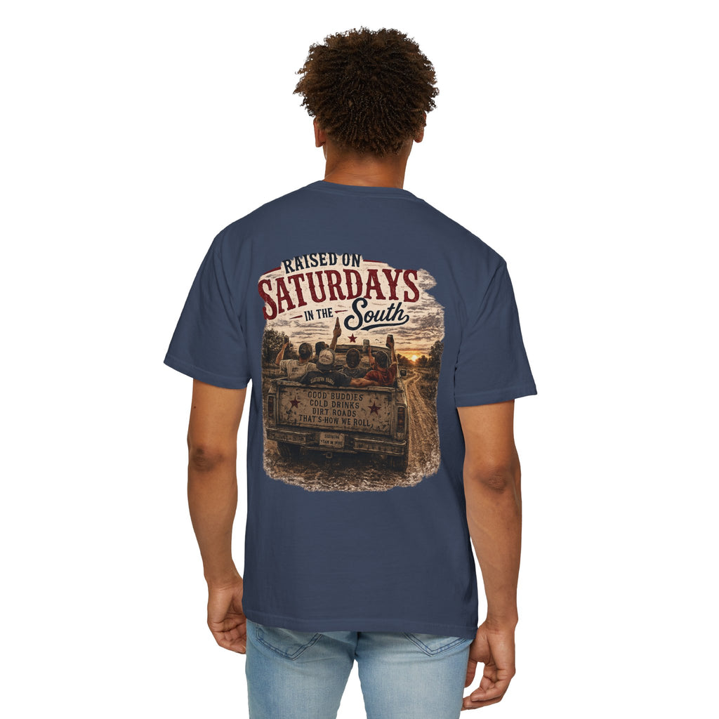 Raised On Saturdays In The South T‑Shirt — Good Riding Buddies Men's