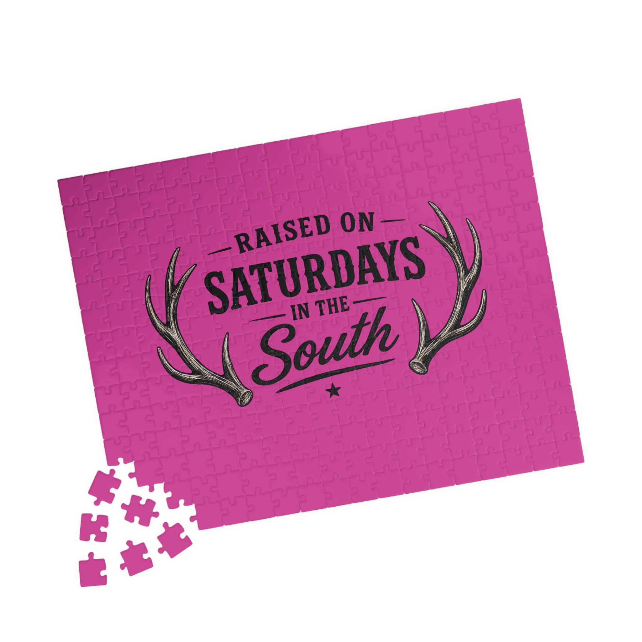 “Raised on Saturdays in the South” jigsaw puzzle-(purple)