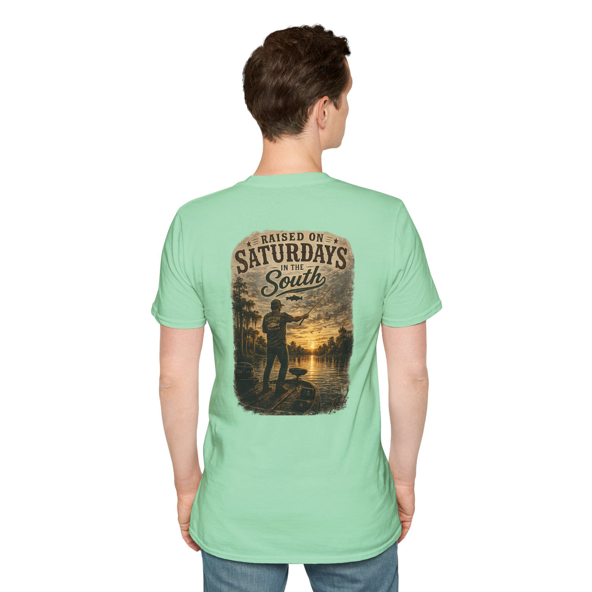 "Raised On Saturdays In The South" Vintage T-Shirt-Saturdays Are Made For Fishin