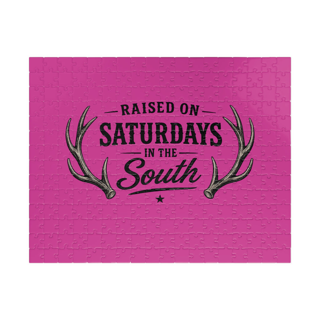 “Raised on Saturdays in the South” jigsaw puzzle-(purple)