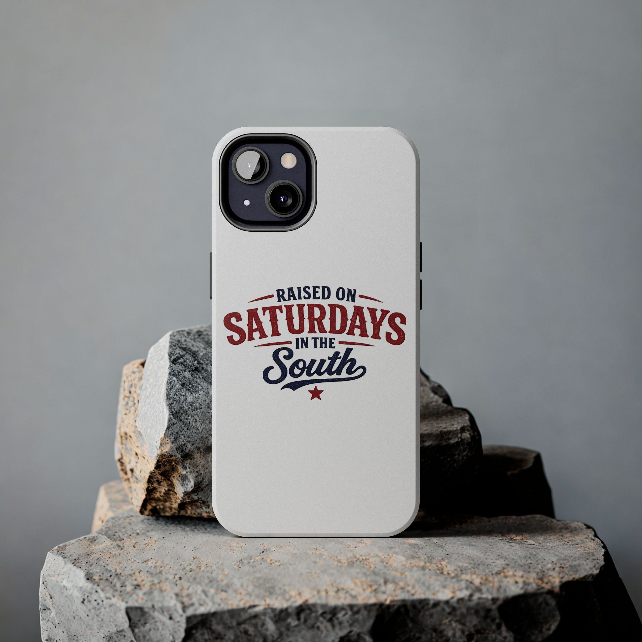 Raised On Saturdays In The South Phone Case- (white)
