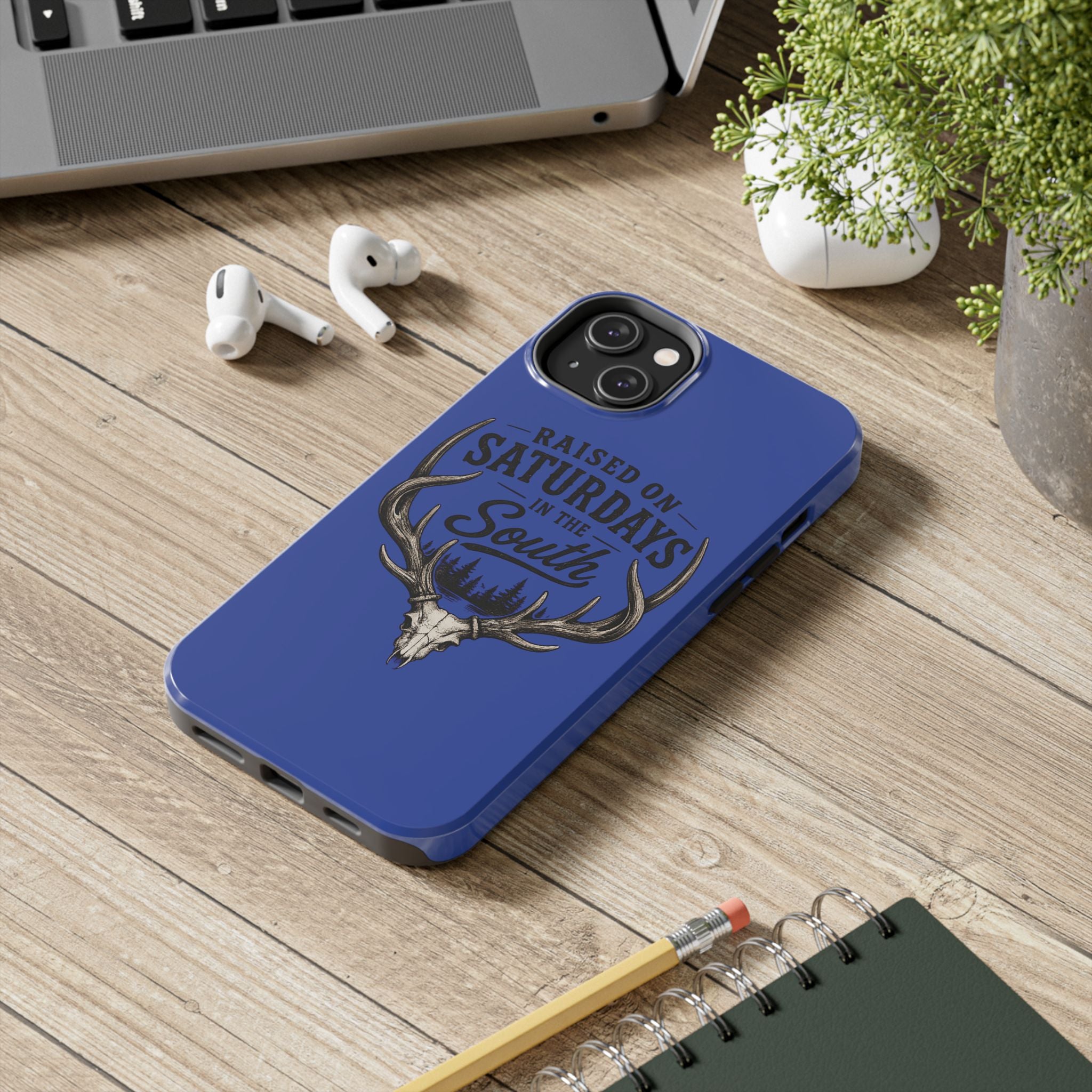 Raised On Saturdays In The South Phone Case - The Spread Runs Deep In The Woods-(blue)