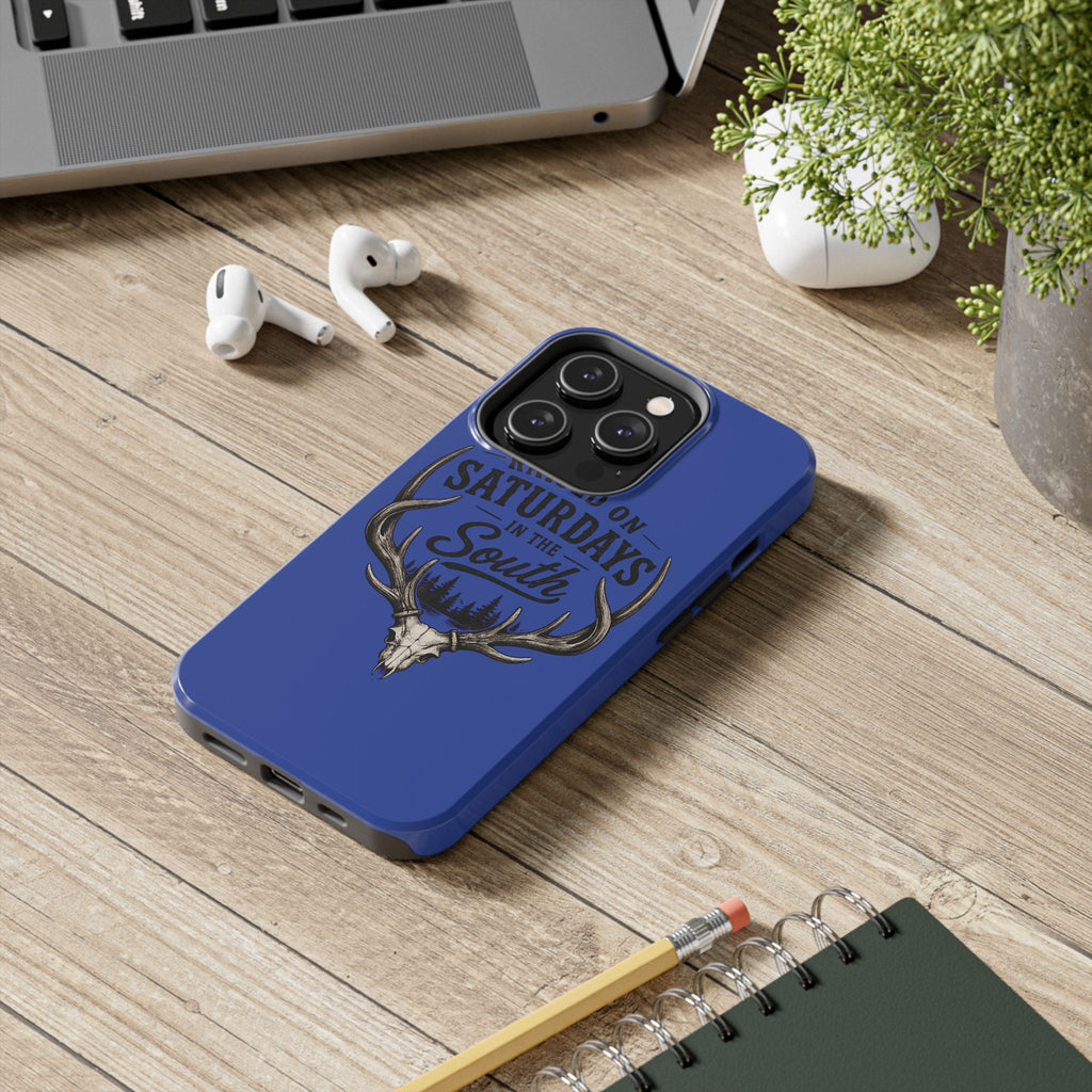 Raised On Saturdays In The South Phone Case - The Spread Runs Deep In The Woods-(blue)