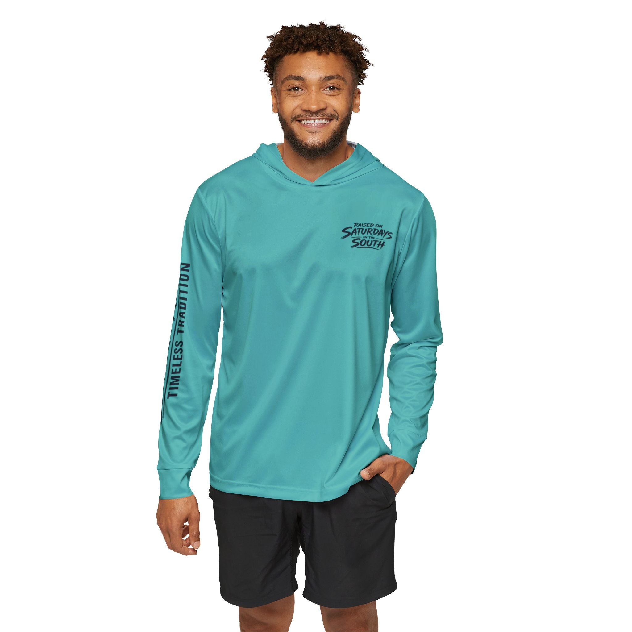 Raised On Saturdays In The South - performance hoodie- Southern Roots Timeless Tradition fishing