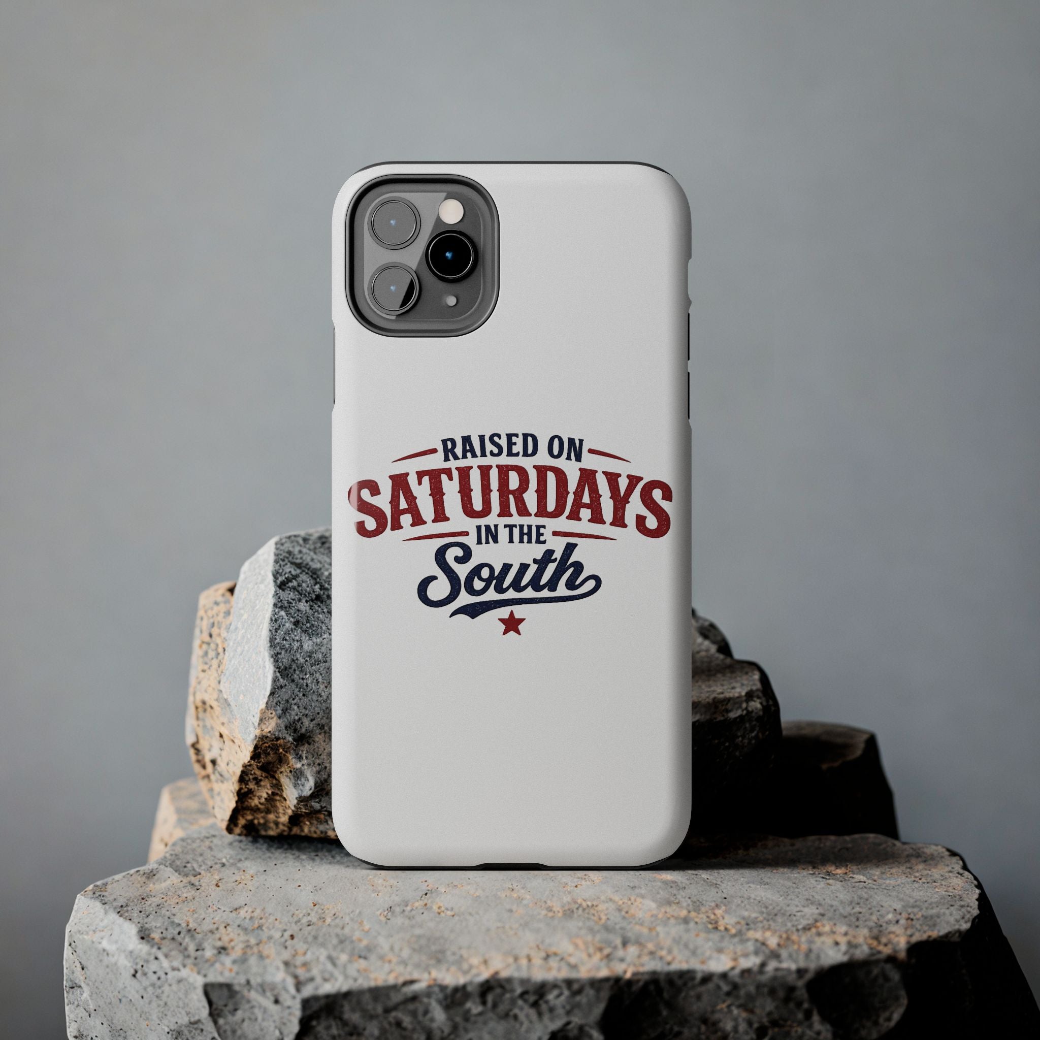 Raised On Saturdays In The South Phone Case- (white)