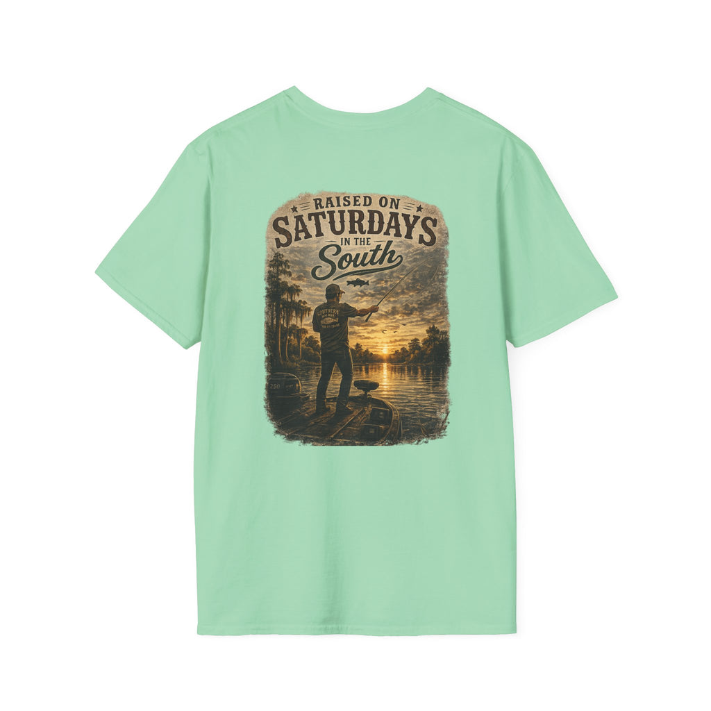 "Raised On Saturdays In The South" Vintage T-Shirt-Saturdays Are Made For Fishin