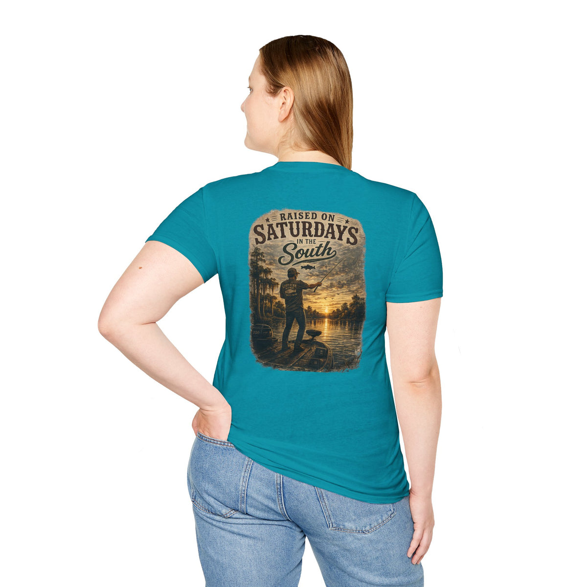 "Raised On Saturdays In The South" Vintage T-Shirt-Saturdays Are Made For Fishin