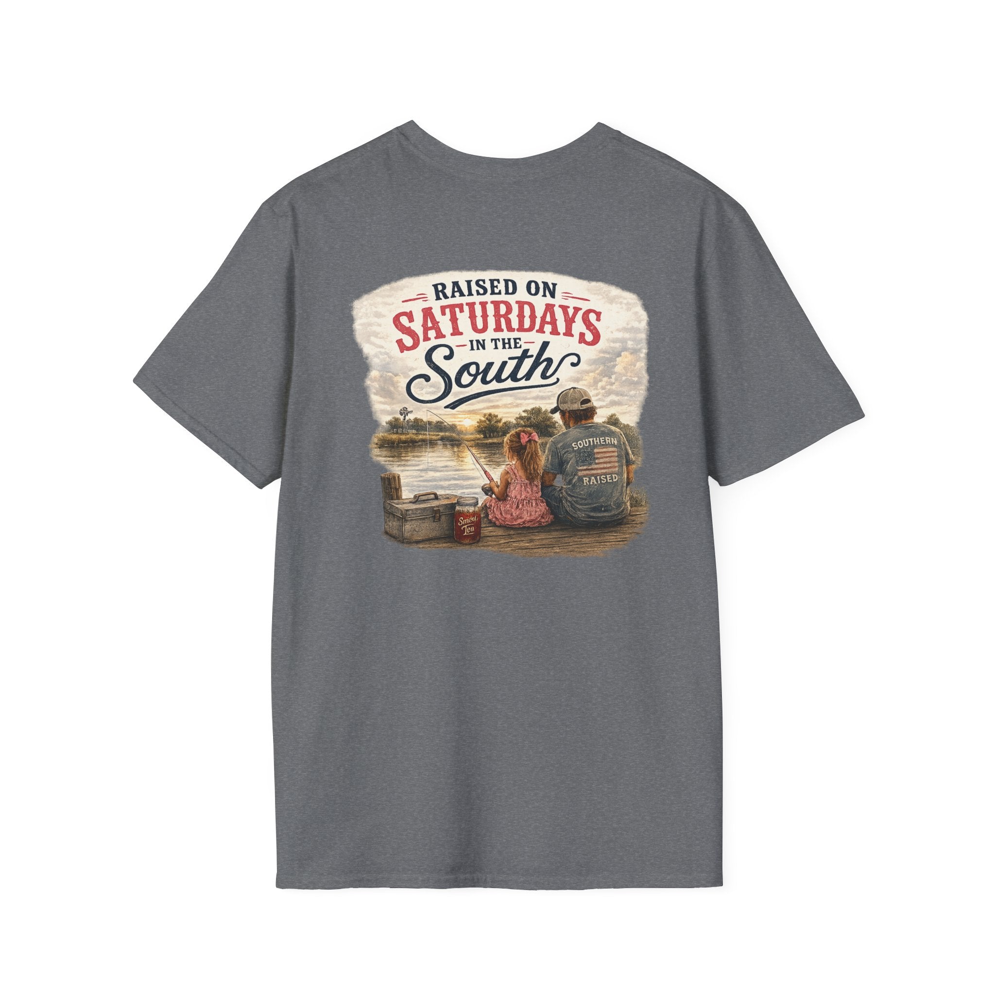 Raised On Saturdays In The South Vintage T-Shirt-Girl Dad Fishing Buddy-Father's Day Collection