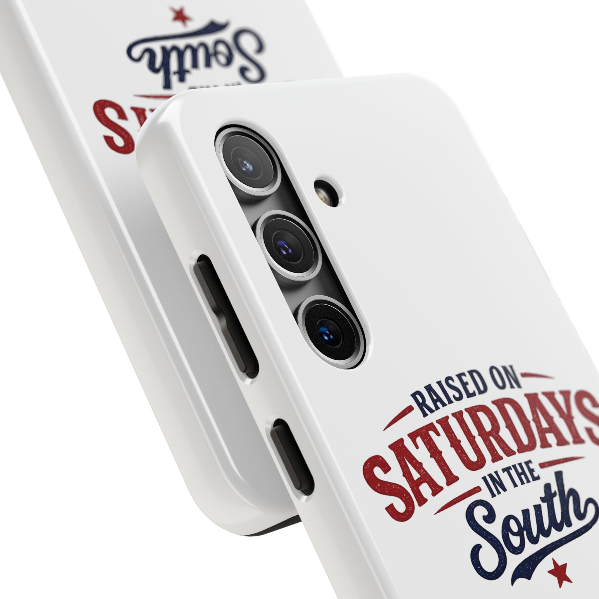 Raised On Saturdays In The South Phone Case- (white)
