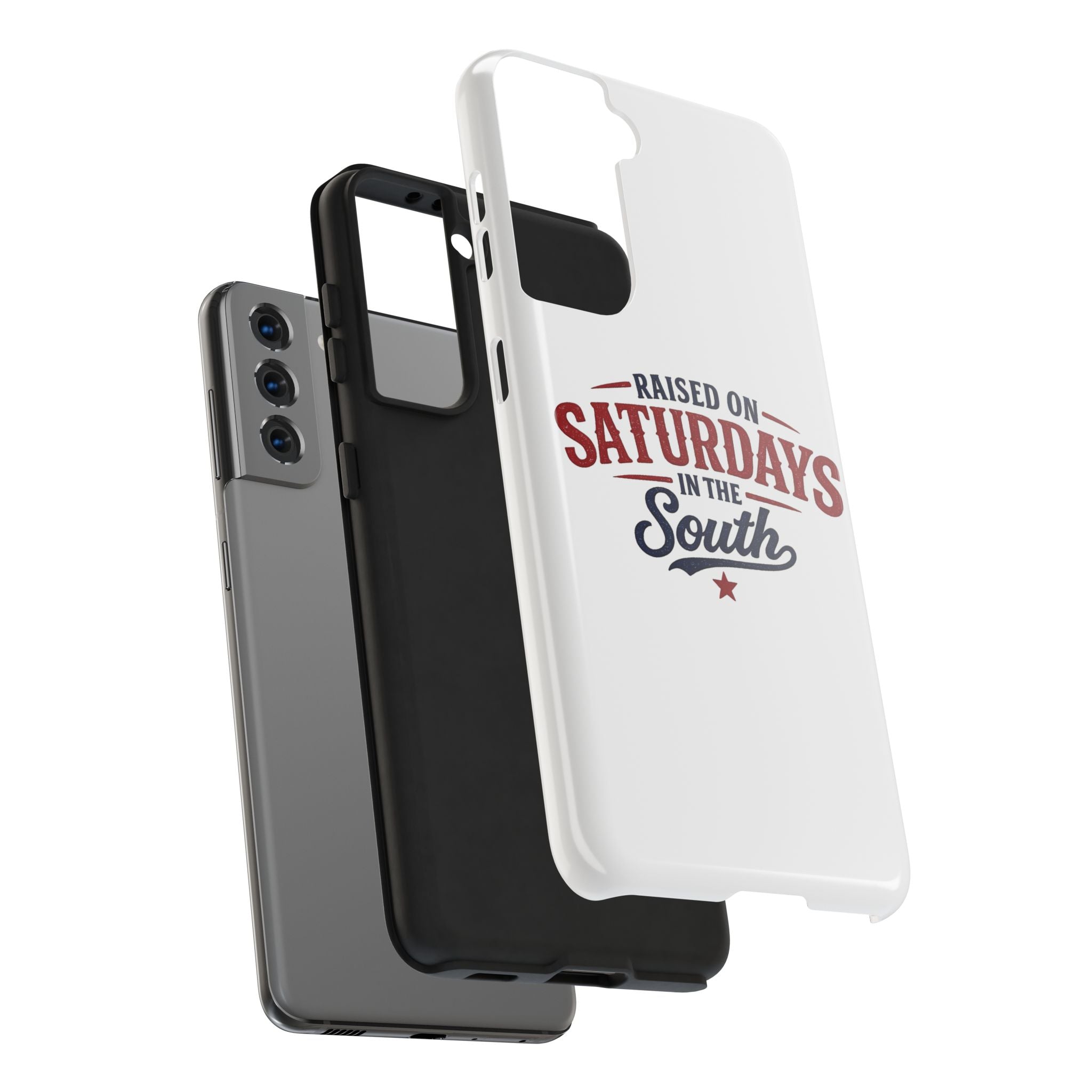 Raised On Saturdays In The South Phone Case- (white)