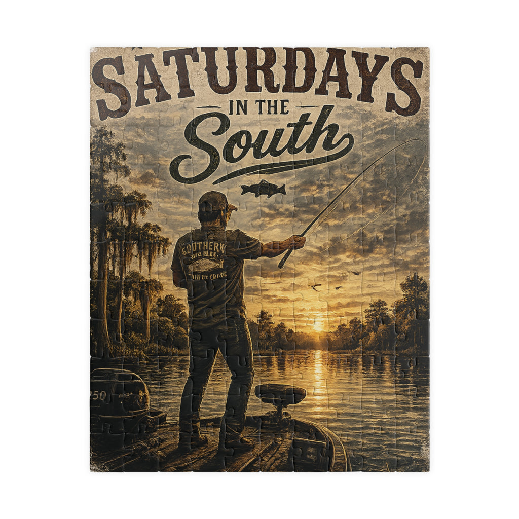 Raised On Saturdays In The South Fishing Puzzle — Sunset Bass Jigsaw