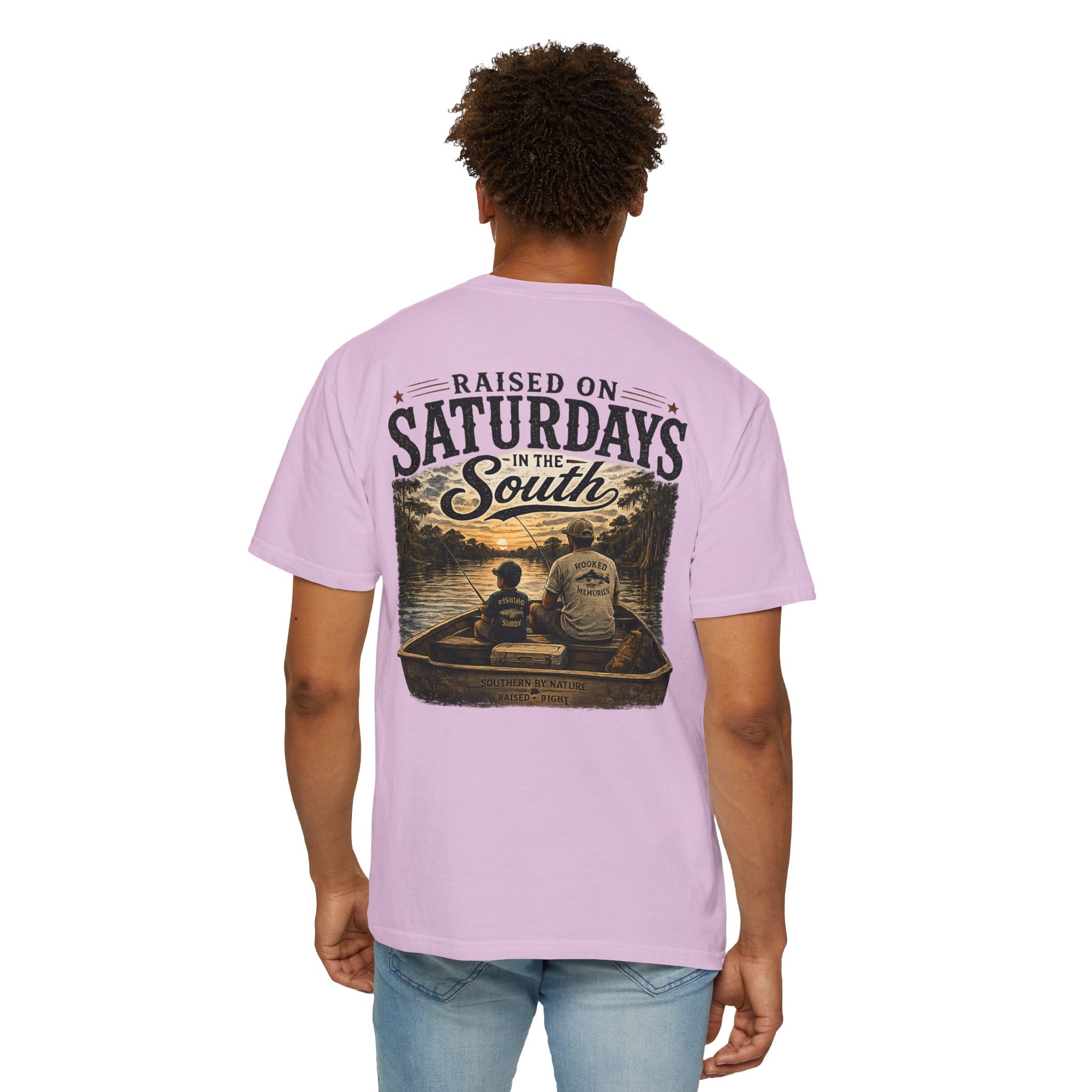 Raised on Saturdays T-Shirt — Boy Dad Fishing Buddies