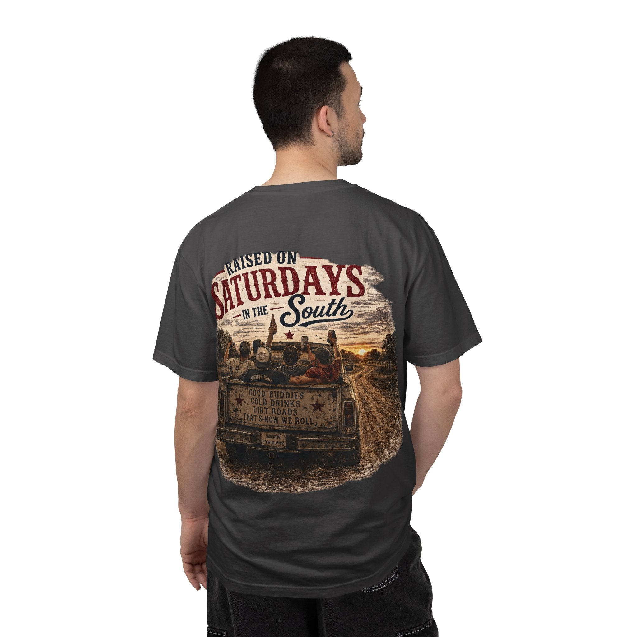 Raised On Saturdays In The South T‑Shirt — Good Riding Buddies Men's