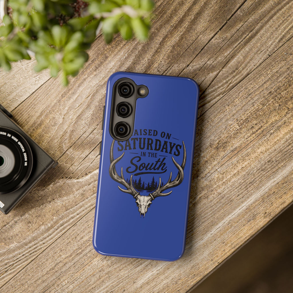 Raised On Saturdays In The South Phone Case - The Spread Runs Deep In The Woods-(blue)