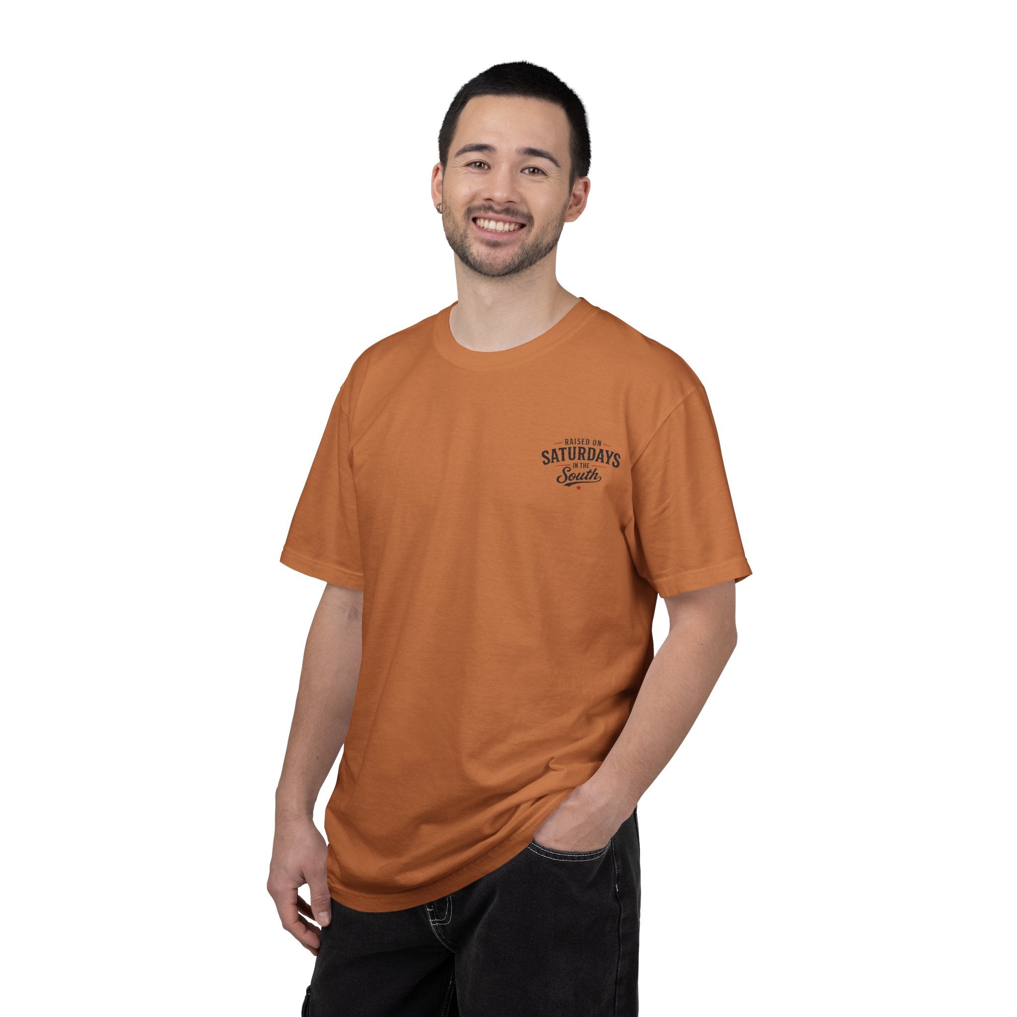 Raised On Saturdays In The South T‑Shirt — Good Riding Buddies Men's