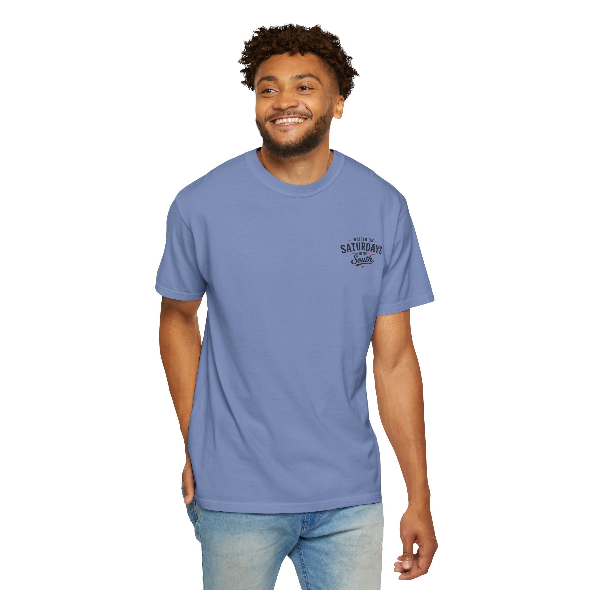Raised On Saturdays In The South T‑Shirt — Good Riding Buddies Men's
