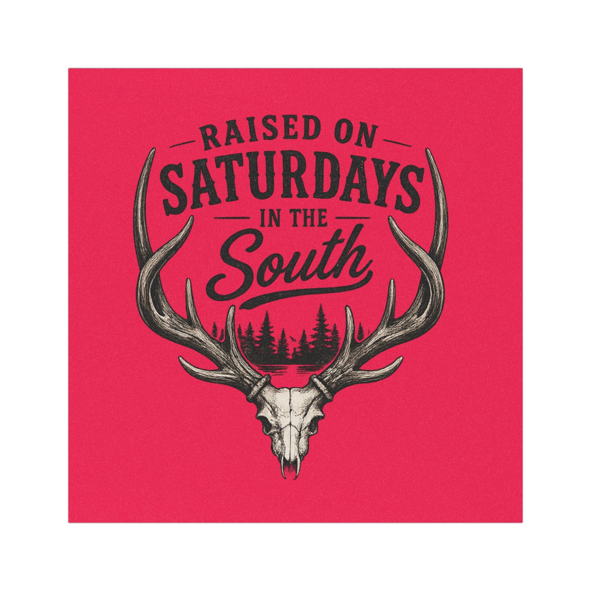 Raised On Saturdays In The South Car Magnet-(red)