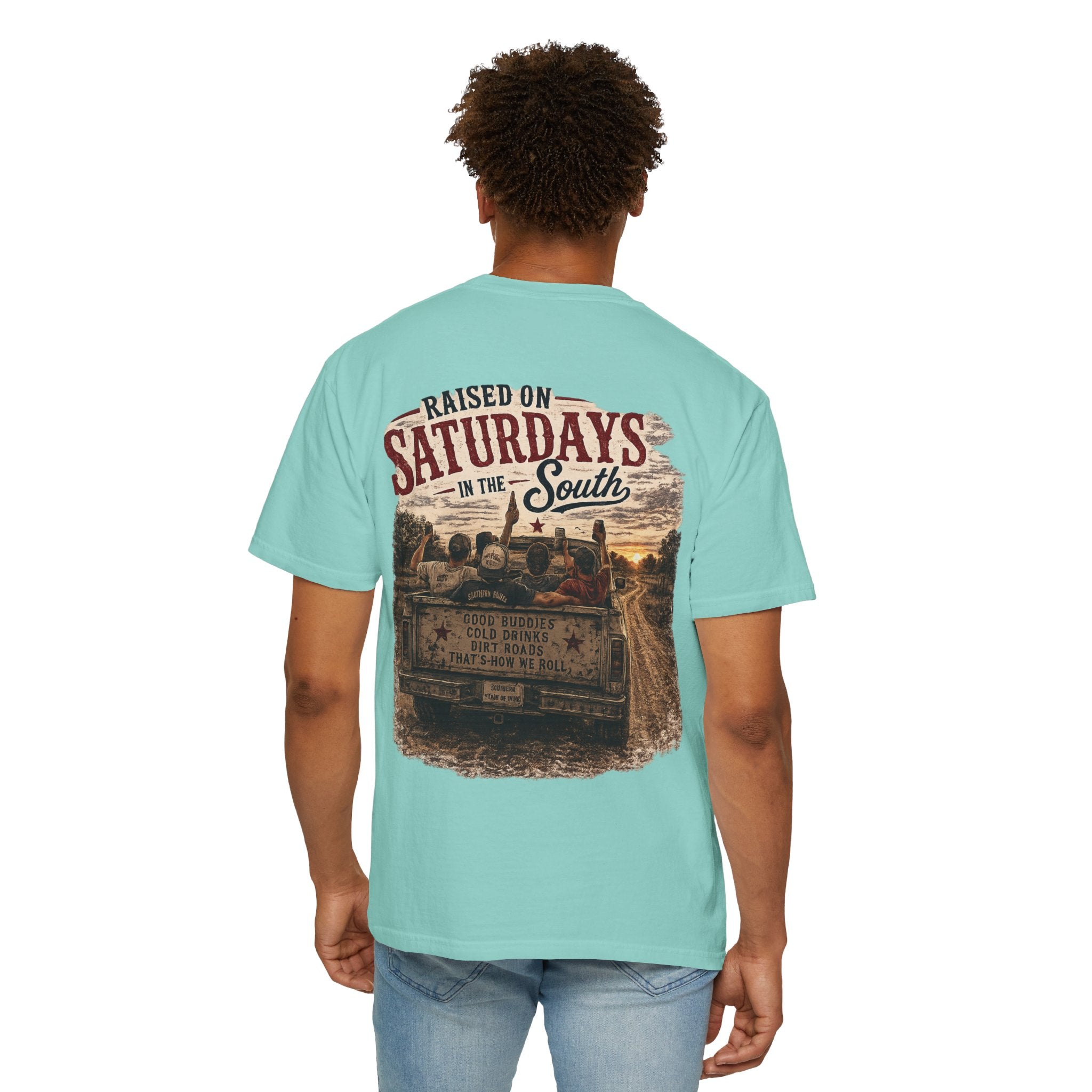 Raised On Saturdays In The South T‑Shirt — Good Riding Buddies Men's
