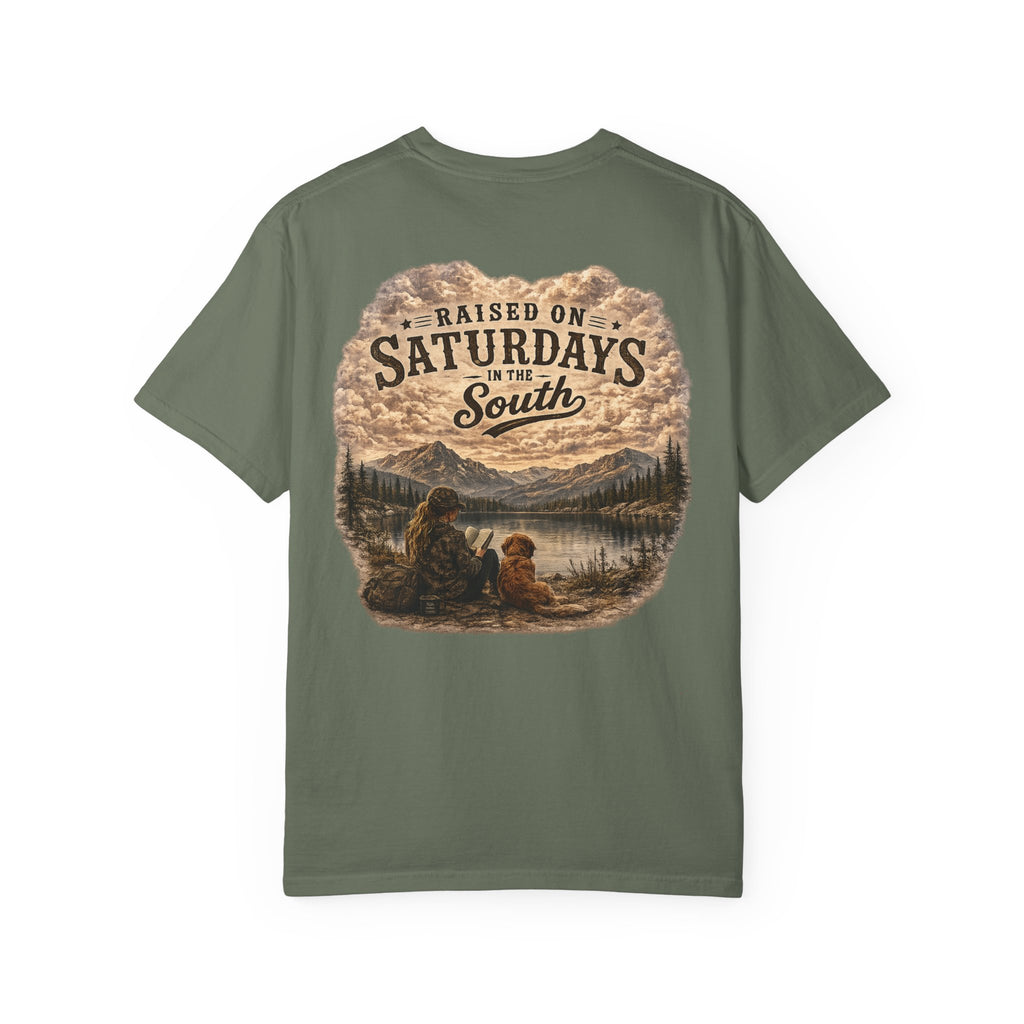 Raised On Saturdays In The South T-Shirt — Relaxing Saturday Morning In The Mountains